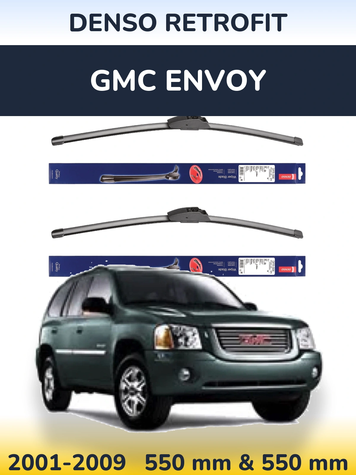 Komplet przednich wycieraczek Denso Retrofit 550 & 550 mm do GMC Envoy 2001-2009