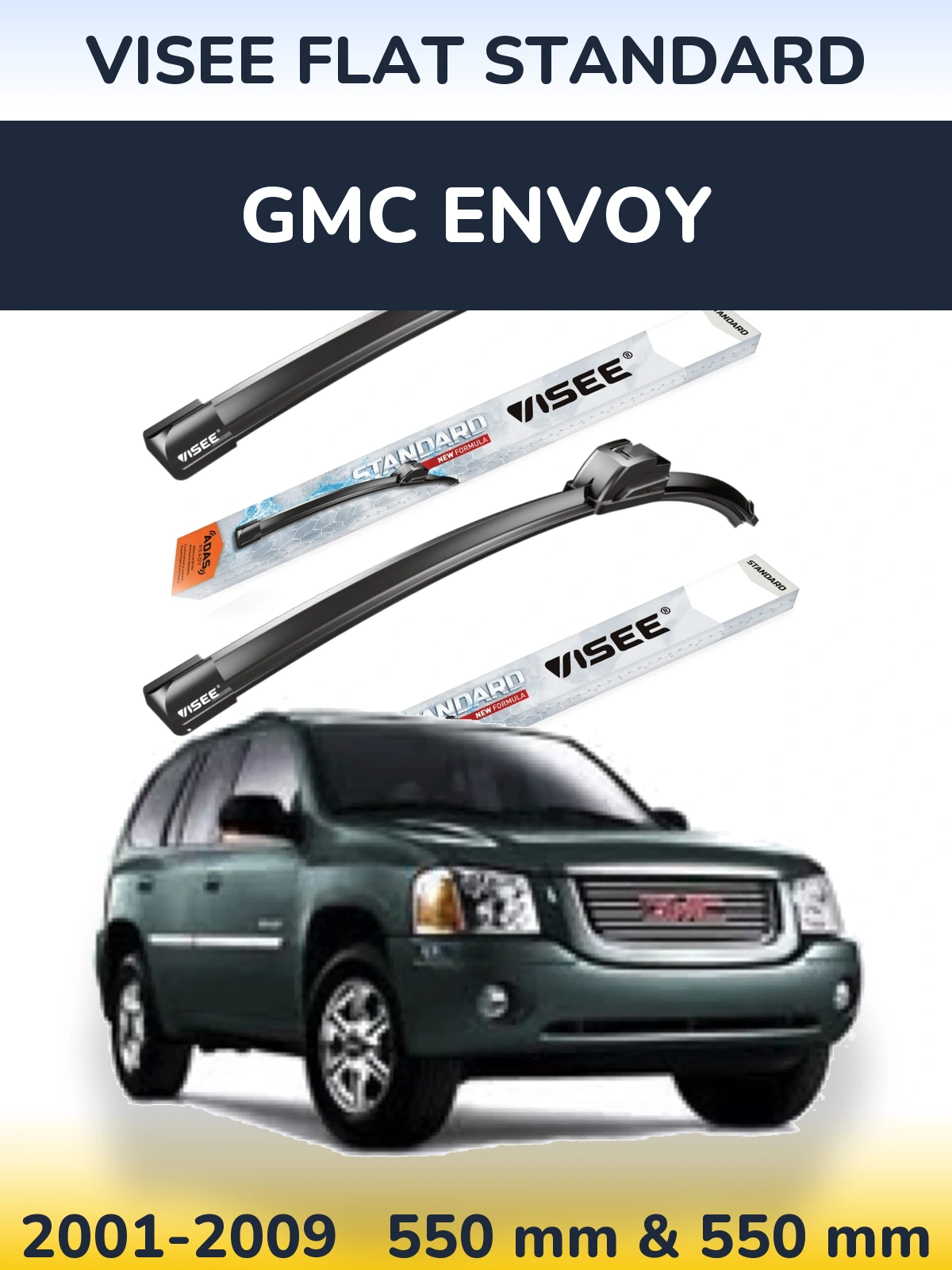 Комплект передніх щіток VISEE FLAT STANDARD 550 & 550 мм для GMC Envoy 2001-2009