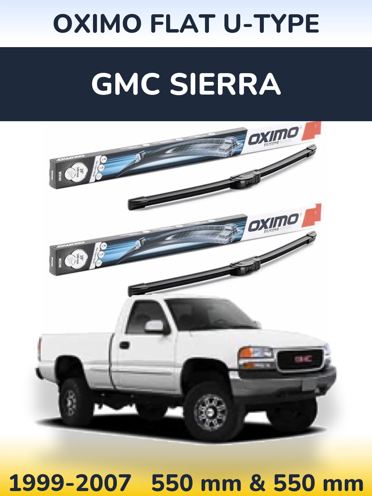 Комплект передних дворников Oximo Flat U-type 550 & 550 мм для GMC Sierra 1999-2007