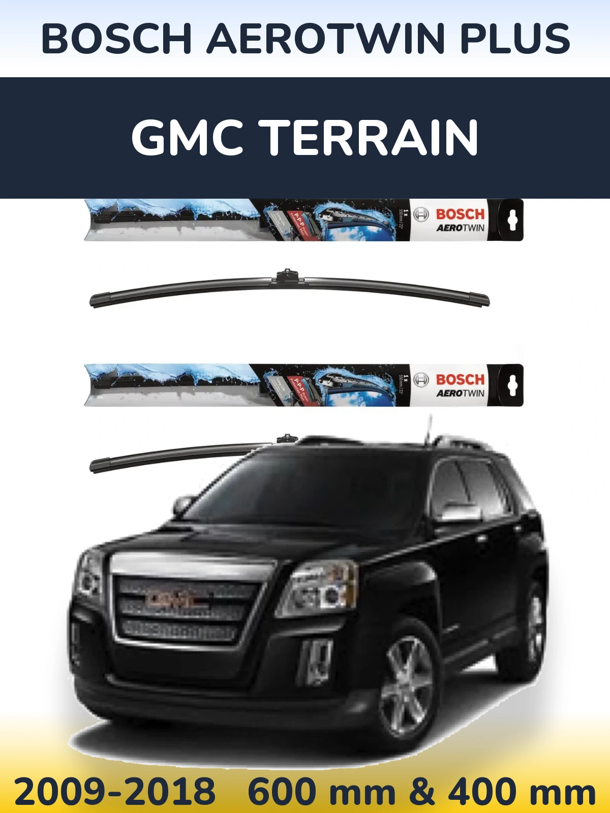 Komplet przednich wycieraczek BOSCH AeroTwin Plus 600 & 400 mm do GMC Terrain 2009-2018