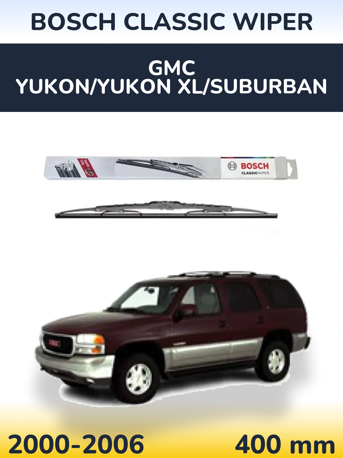Задний дворник BOSCH Classic Wiper 400 мм для GMC Yukon/Yukon XL/Suburban 2000-2006