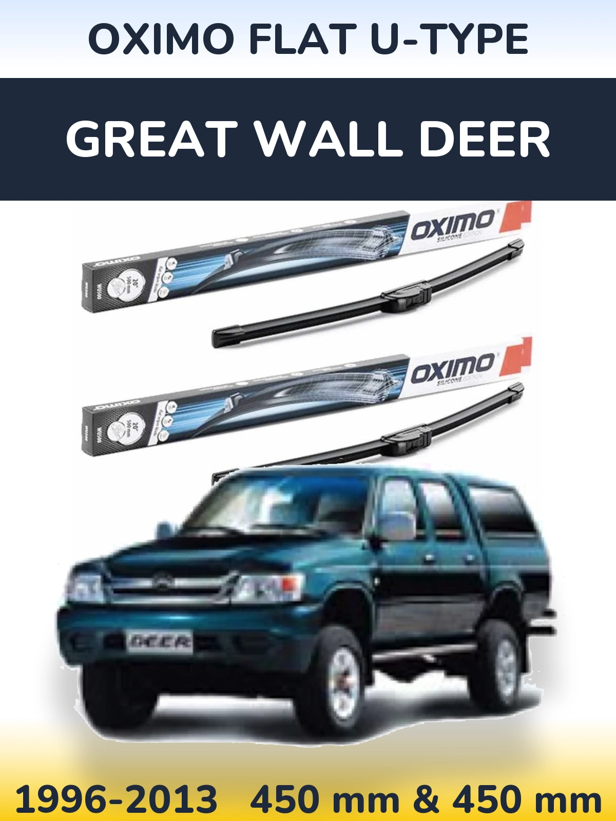 Komplet przednich wycieraczek Oximo Flat U-type 450 & 450 mm do Great Wall Deer 1996-2013