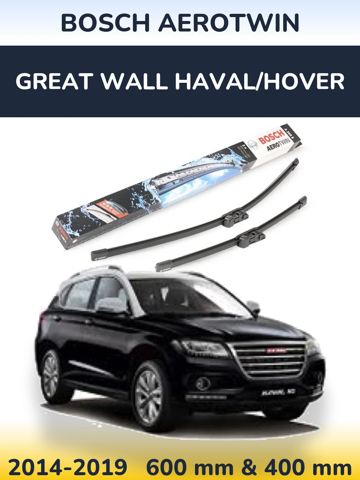 Комплект передніх щіток BOSCH AeroTwin 600 & 400 мм для Great Wall Haval/Hover 2014-2019