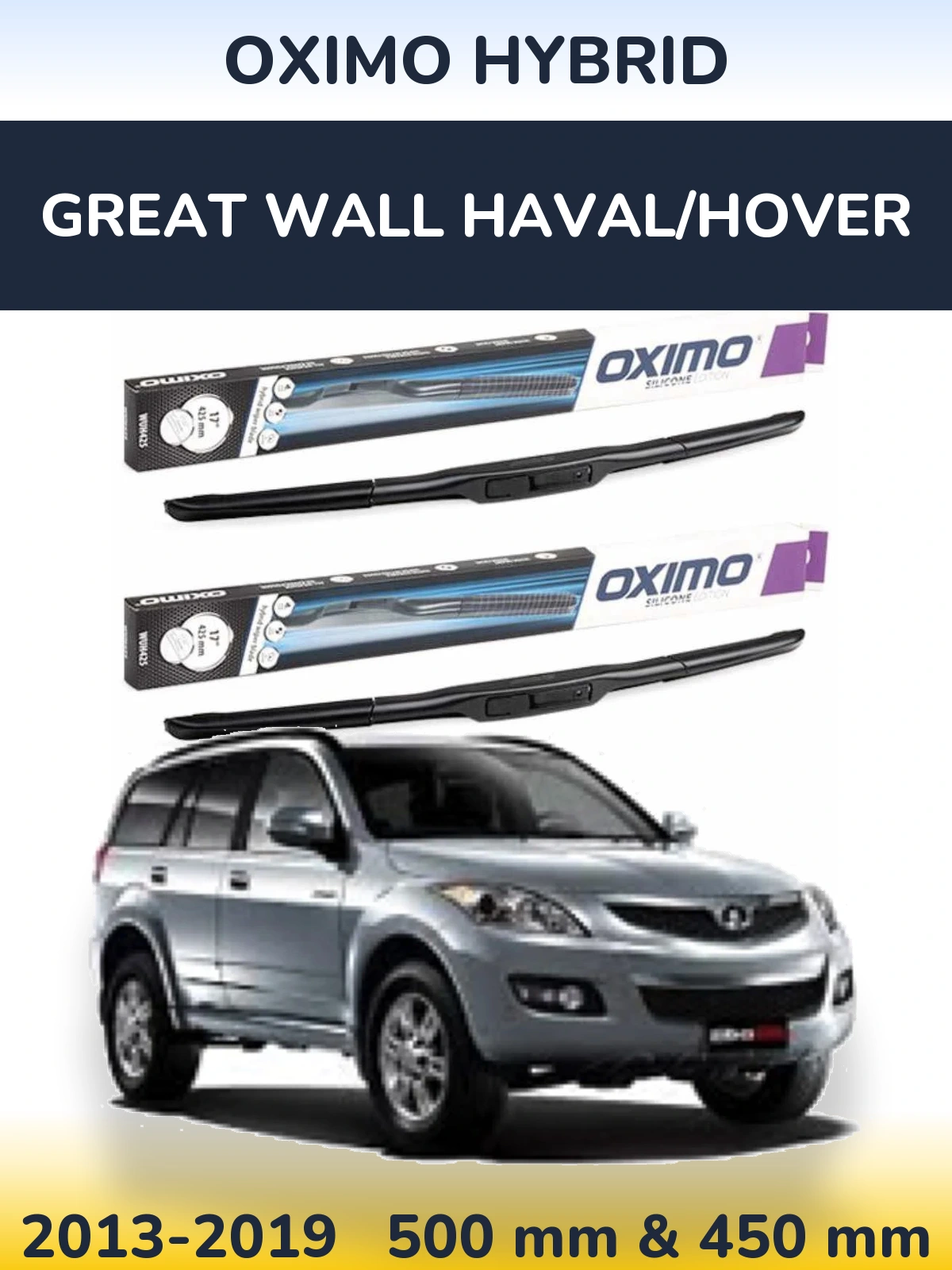 Komplet przednich wycieraczek Oximo Hybrid 500 & 450 mm do Great Wall Haval/Hover 2013-2019