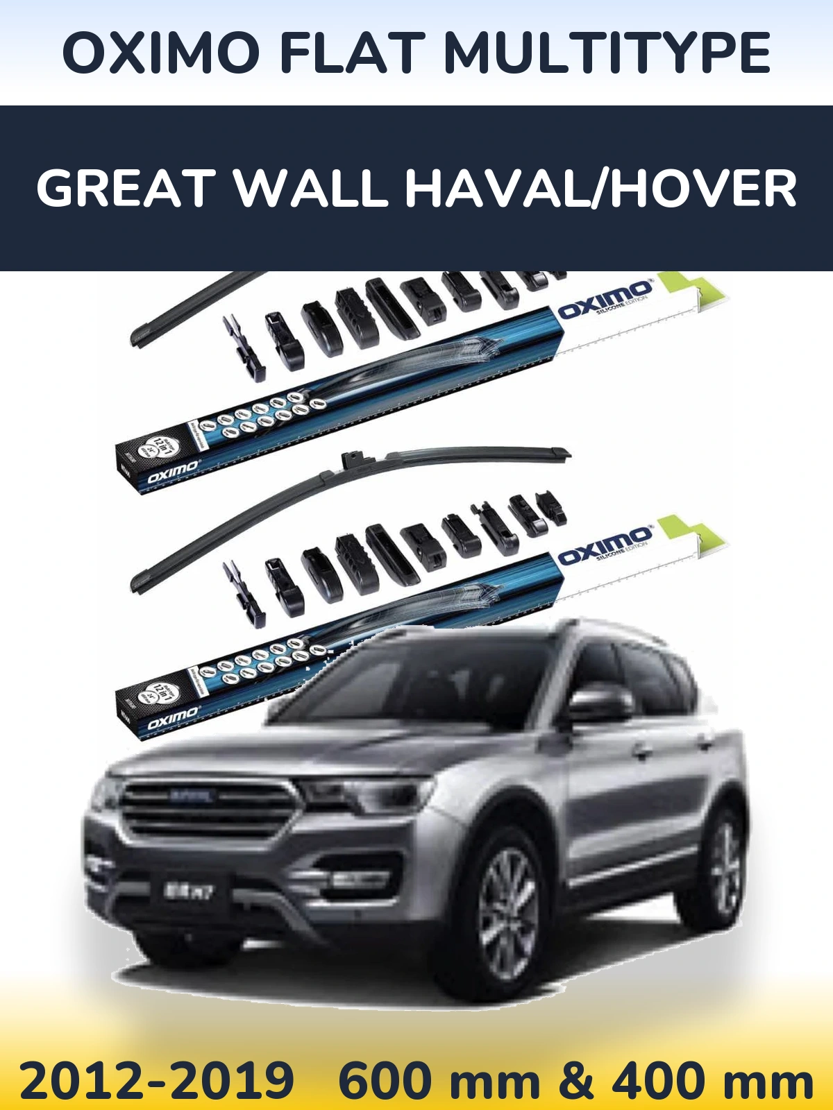 Комплект передних дворников Oximo Flat MultiТипe 600 & 400 мм для Great Wall Haval/Hover 2012-2019