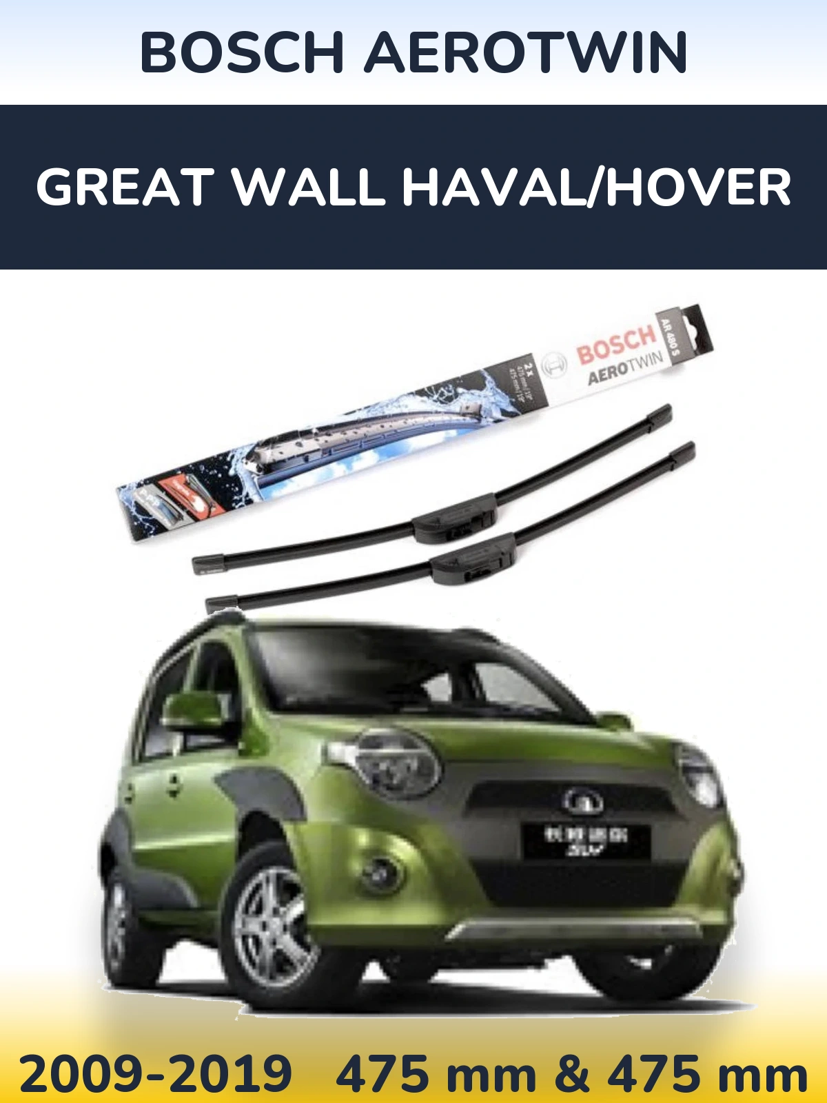 Komplet przednich wycieraczek BOSCH AeroTwin 475 & 475 mm do Great Wall Haval/Hover 2009-2019