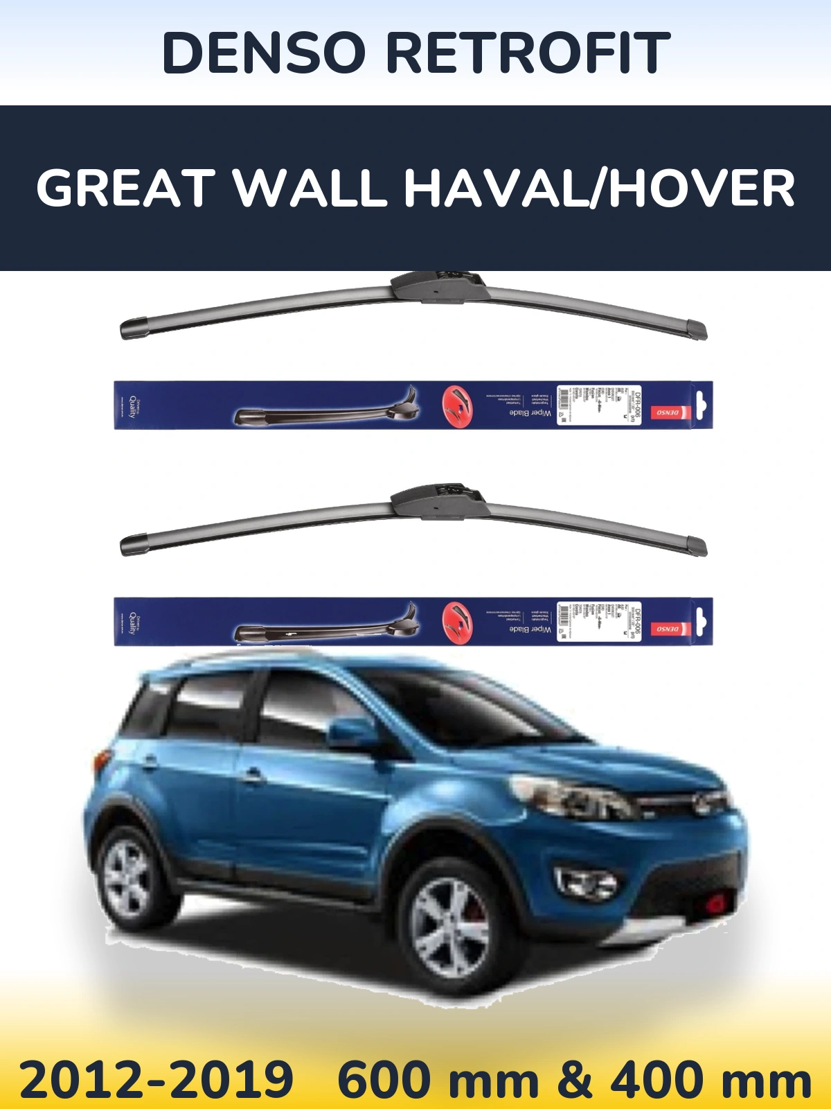 Komplet przednich wycieraczek Denso Retrofit 600 & 400 mm do Great Wall Haval/Hover 2012-2019