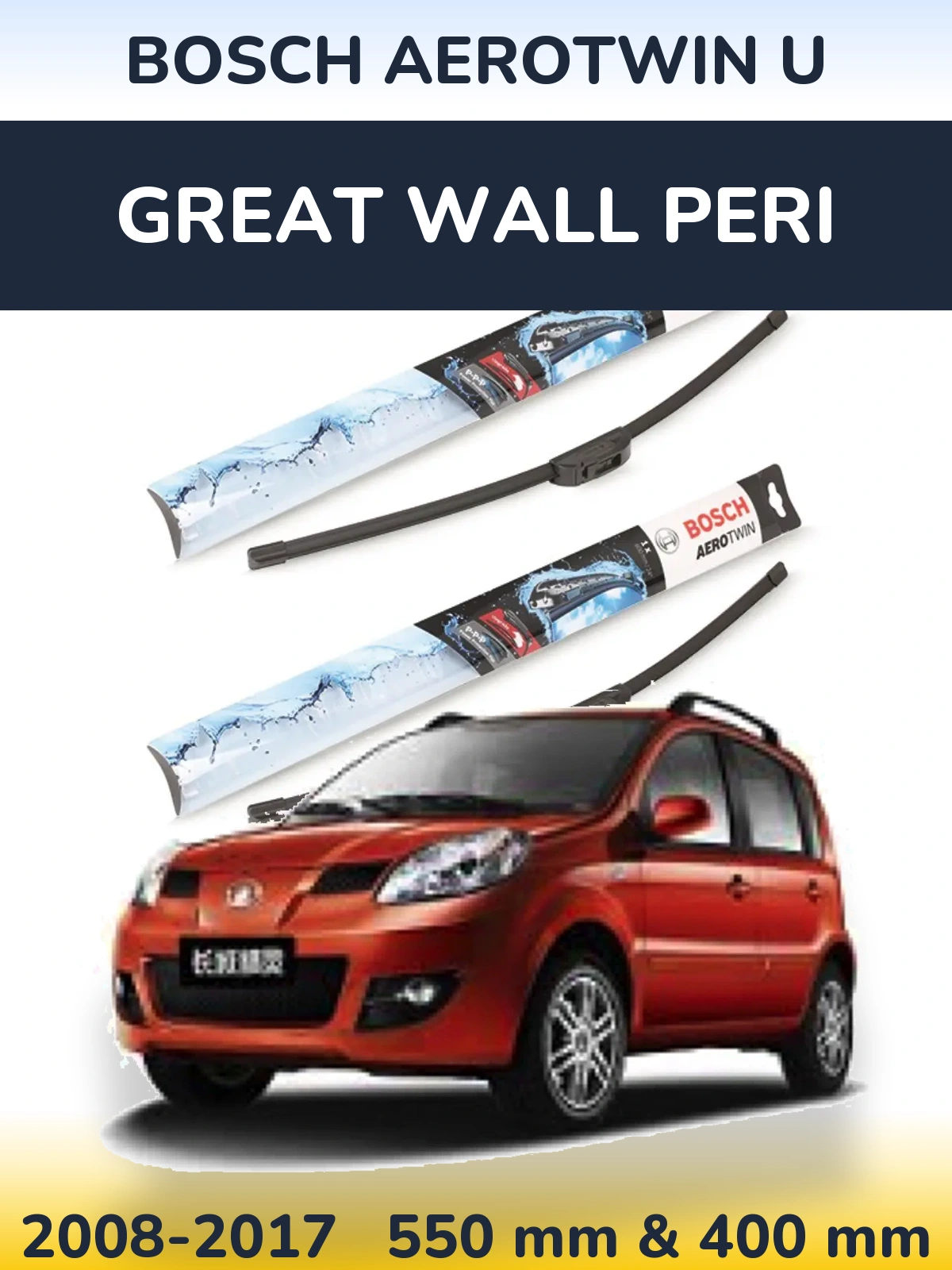 Komplet przednich wycieraczek BOSCH AeroTwin U 550 & 400 mm do Great Wall Peri 2008-2017