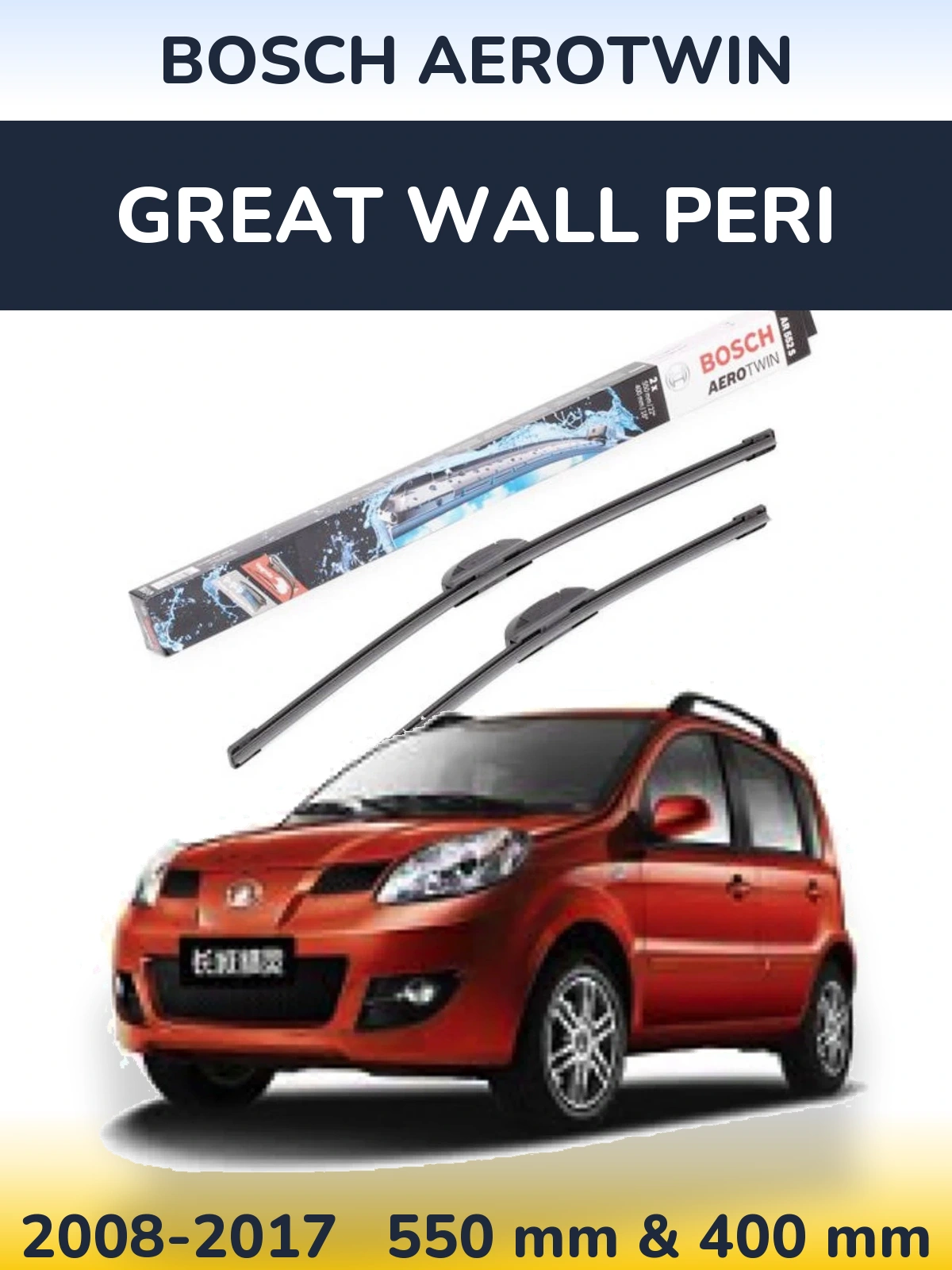 Front wiper blade set BOSCH AeroTwin 550 & 400 mm for Great Wall Peri 2008-2017