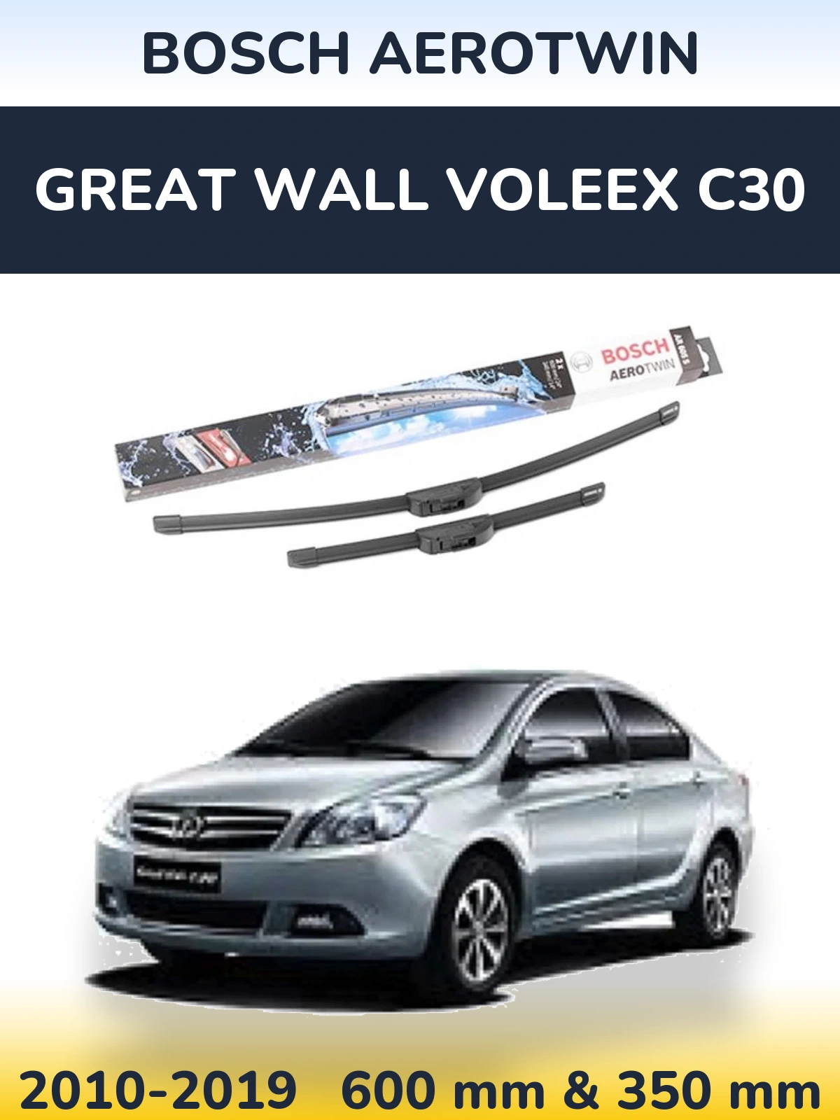 Komplet przednich wycieraczek BOSCH AeroTwin 600 & 350 mm do Great Wall Voleex C30 2010-2019
