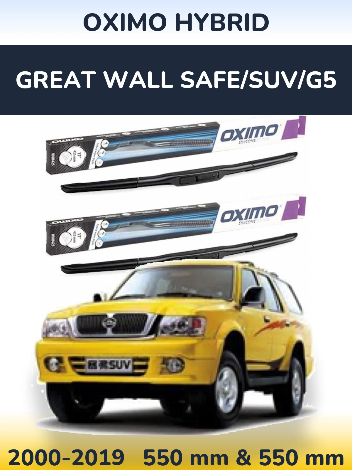 Komplet przednich wycieraczek Oximo Hybrid 550 & 550 mm do Great Wall Safe/SUV/G5 2000-2019