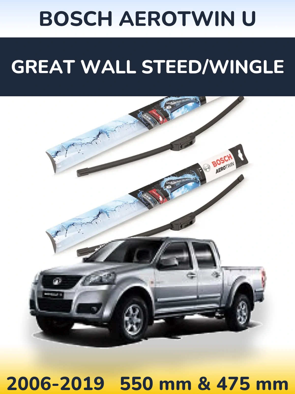 Komplet przednich wycieraczek BOSCH AeroTwin U 550 & 475 mm do Great Wall Steed/Wingle 2006-2019