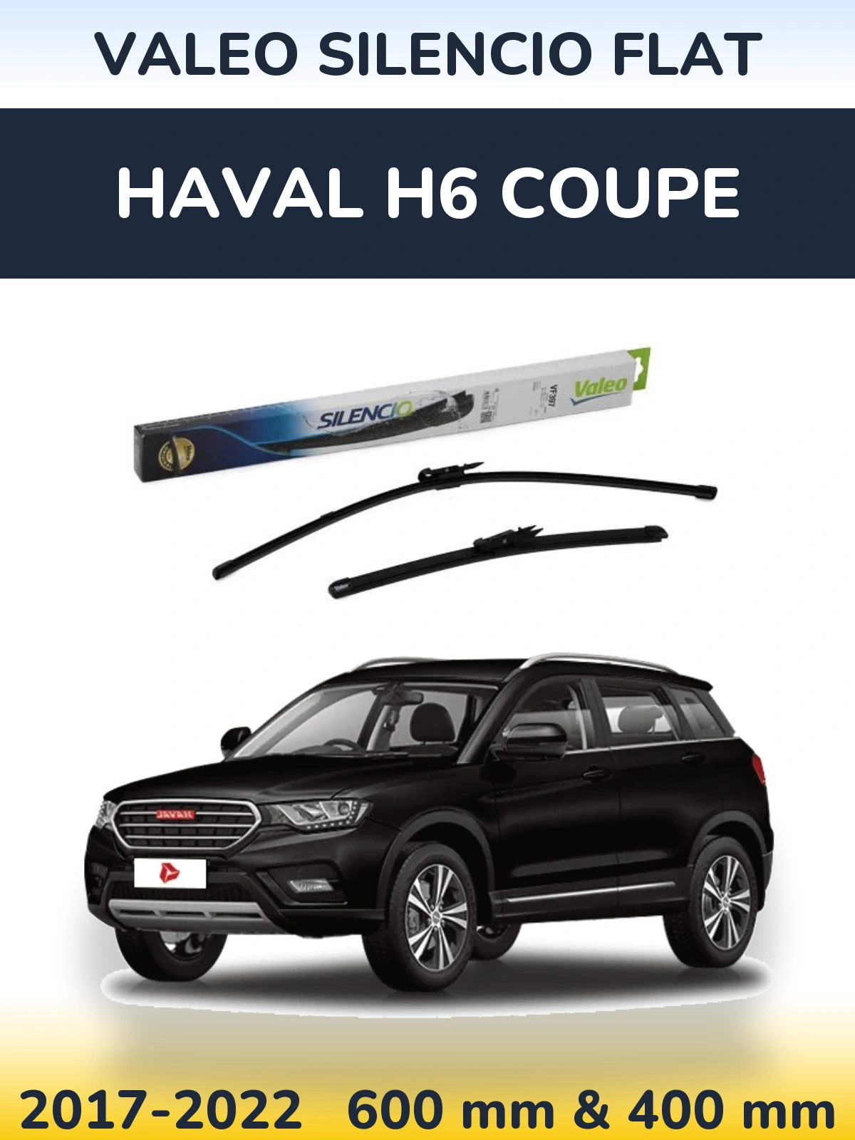 Комплект передних дворников Valeo Silencio Flat 600 & 380 мм для Haval H6 coupe 2017-2022