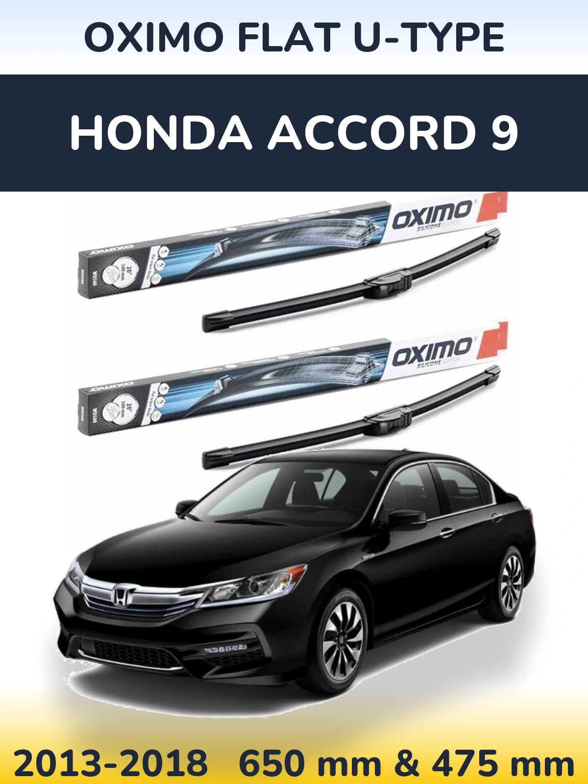 Komplet przednich wycieraczek Oximo Flat U-type 650 & 475 mm do Honda Accord 9 2013-2018