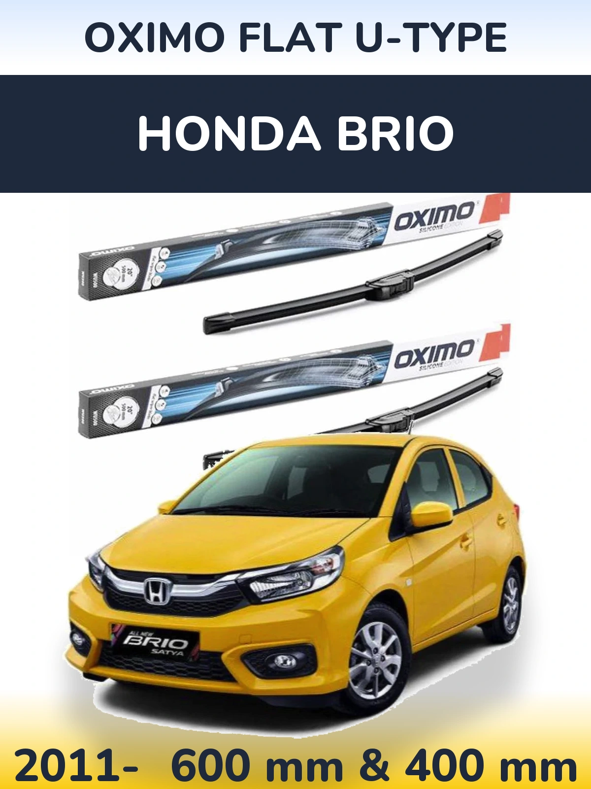 Komplet przednich wycieraczek Oximo Flat U-type 600 & 400 mm do Honda Brio 2011-2026