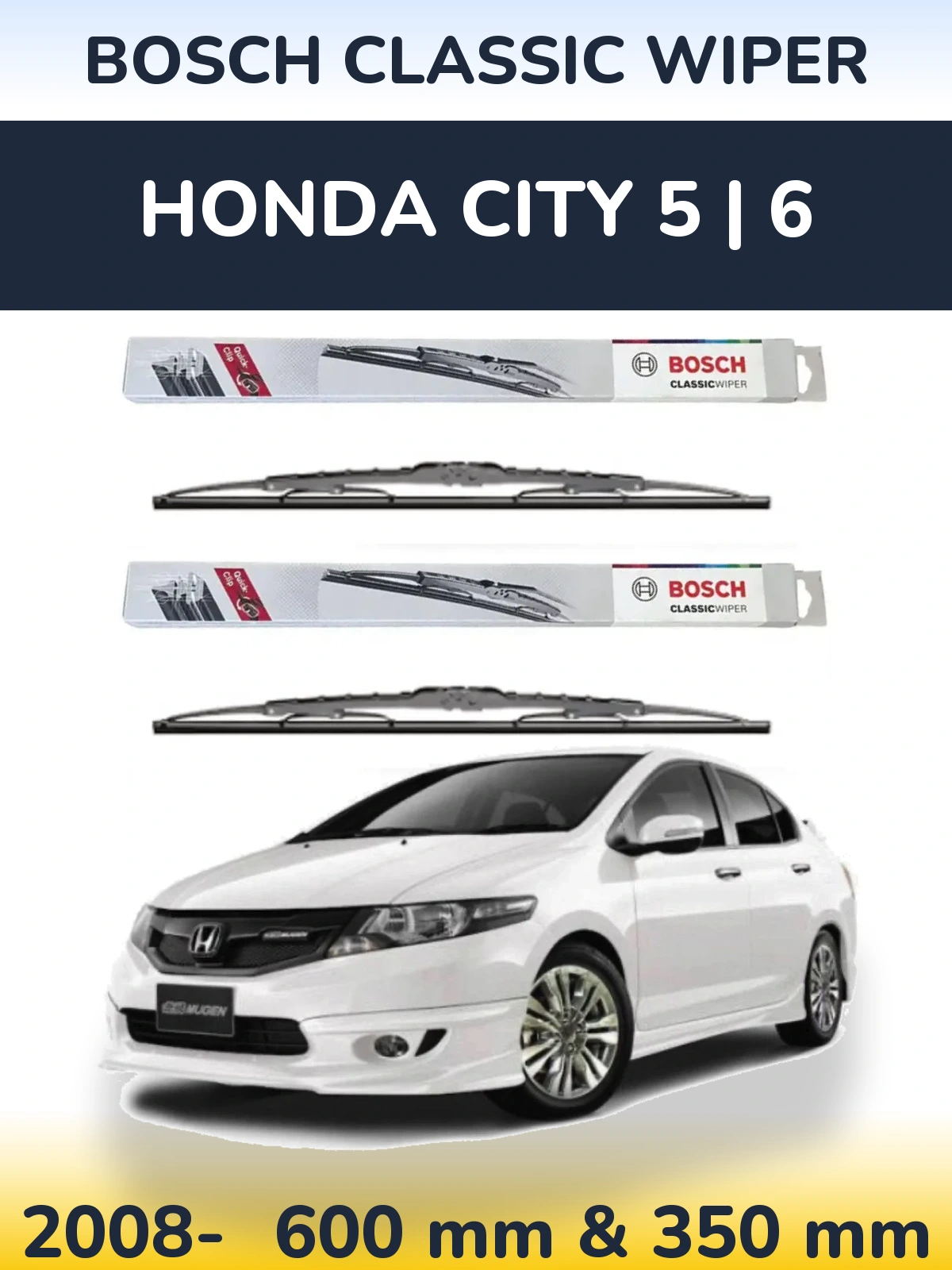 Komplet przednich wycieraczek BOSCH Classic Wiper 600 & 340 mm do Honda City 5 | 6 2008-2026