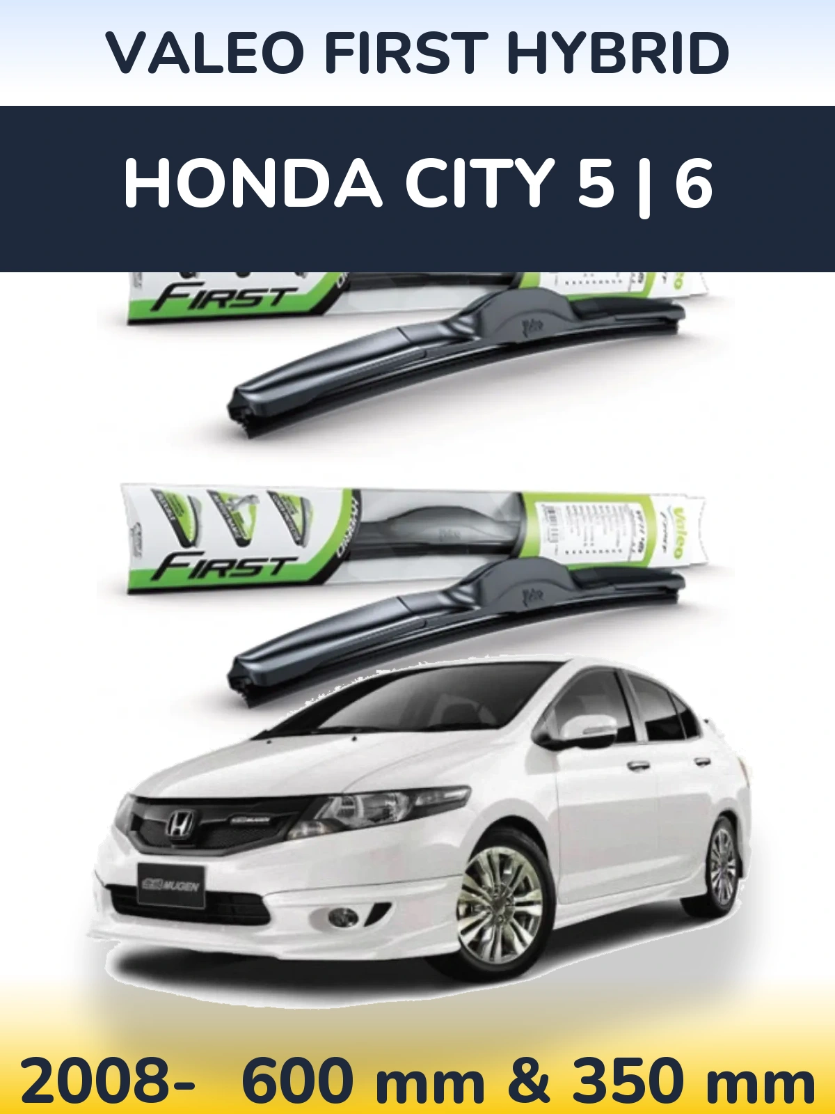 Комплект передних дворников Valeo First Hybrid 600 & 350 мм для Honda City 5 | 6 2008-2026