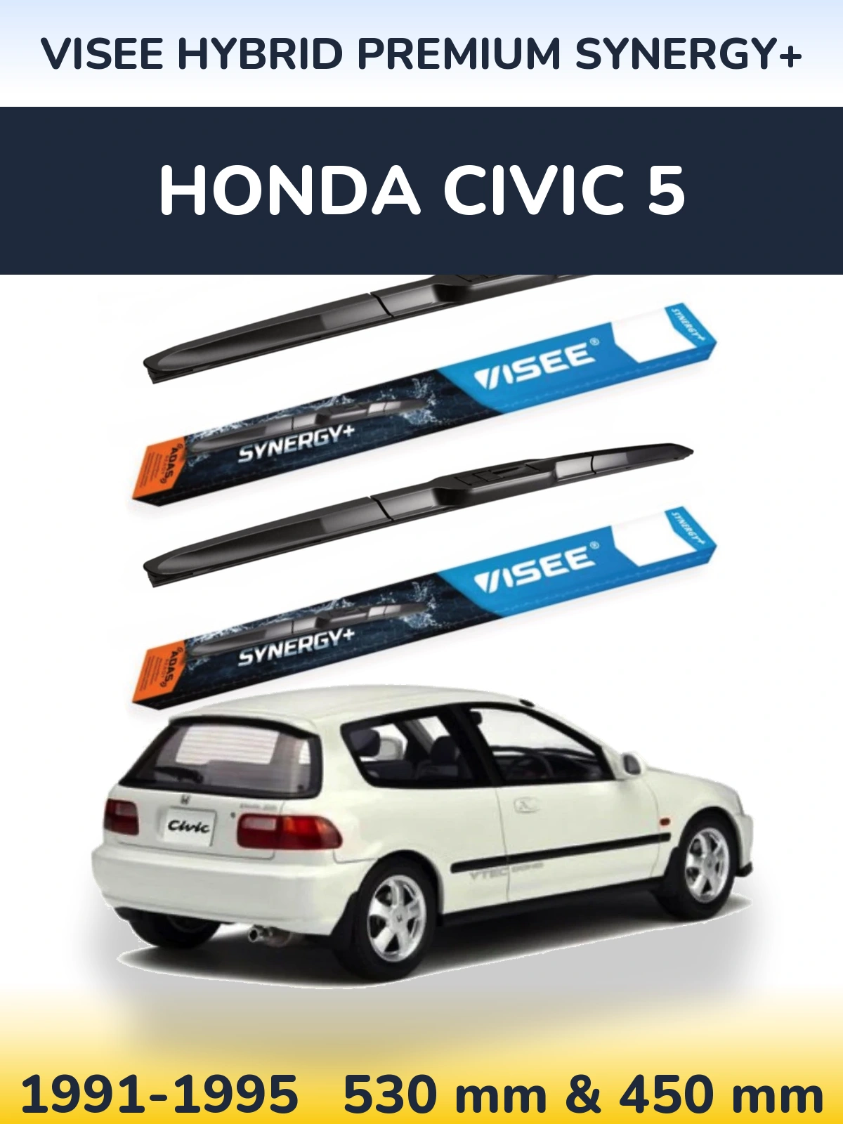 Komplet przednich wycieraczek VISEE HYBRID PREMIUM SYNERGY+ 530 & 450 mm do Honda Civic 5 1991-1995