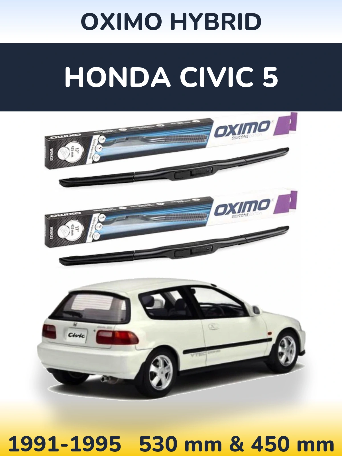 Komplet przednich wycieraczek Oximo Hybrid 530 & 450 mm do Honda Civic 5 1991-1995