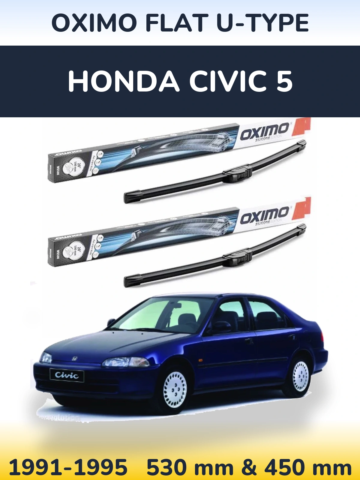 Komplet przednich wycieraczek Oximo Flat U-type 530 & 450 mm do Honda Civic 5 1991-1995