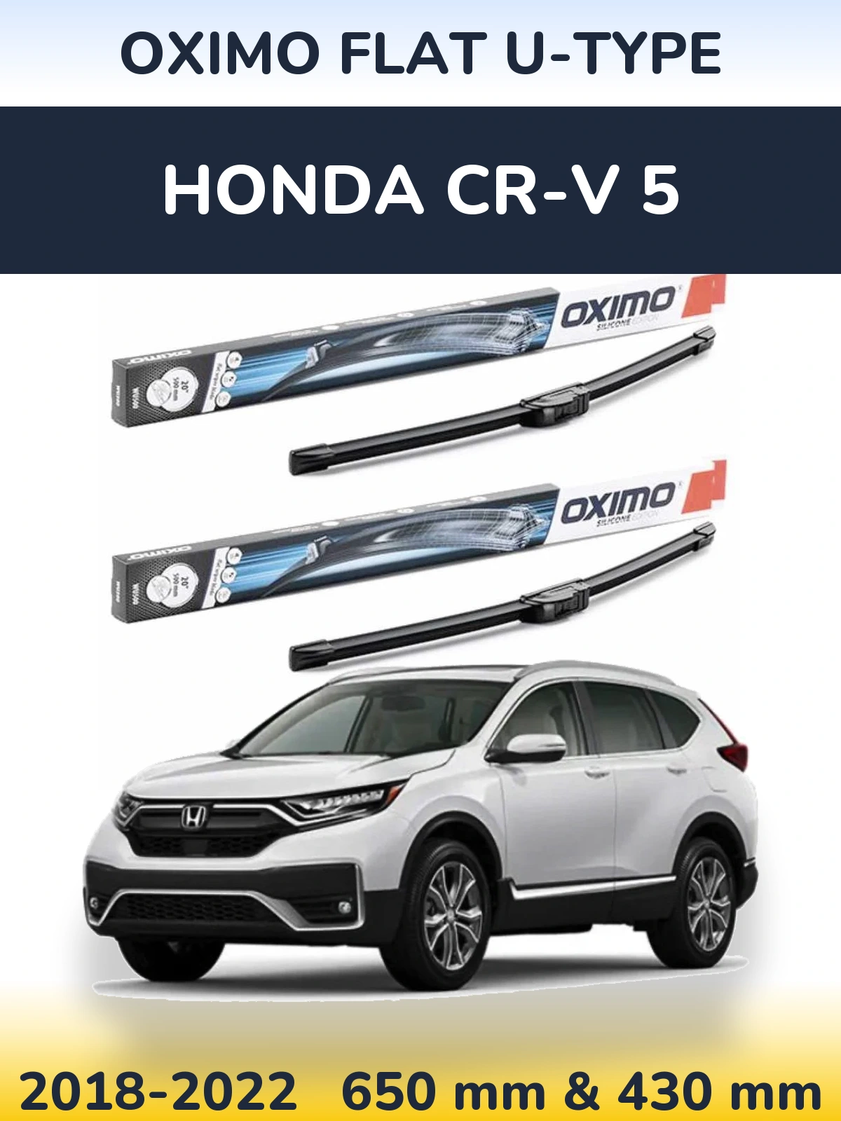 Komplet przednich wycieraczek Oximo Flat U-type 650 & 430 mm do Honda CR-V 5 2018-2022