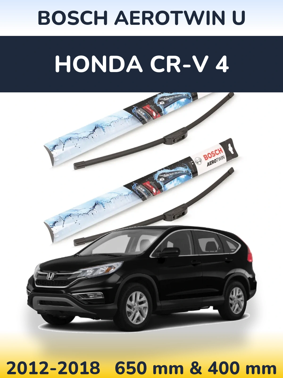 Komplet przednich wycieraczek BOSCH AeroTwin U 650 & 400 mm do Honda CR-V 4 2012-2018