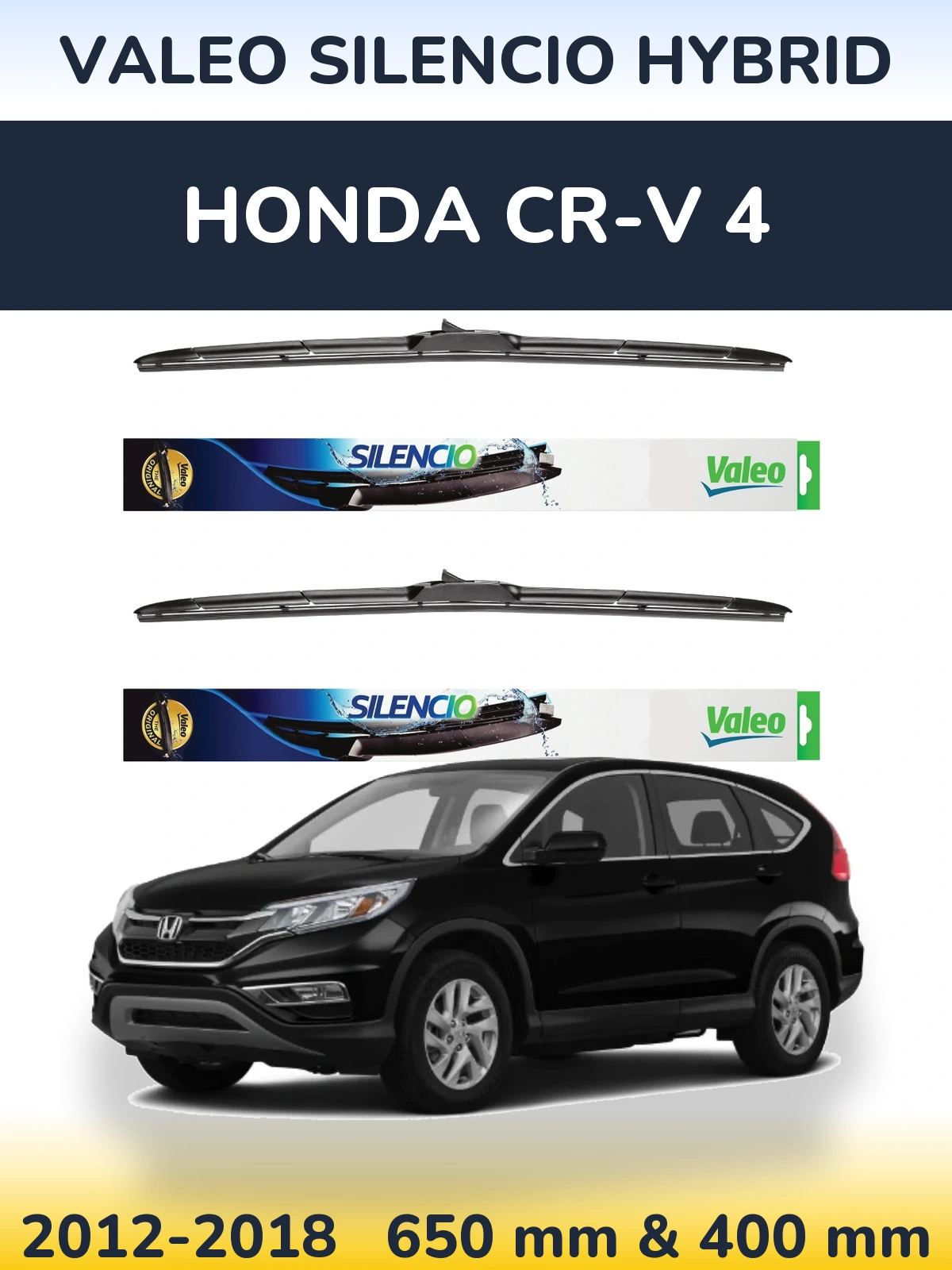 Комплект передних дворников Valeo Silencio Hybrid 650 & 400 мм для Honda CR-V 4 2012-2018