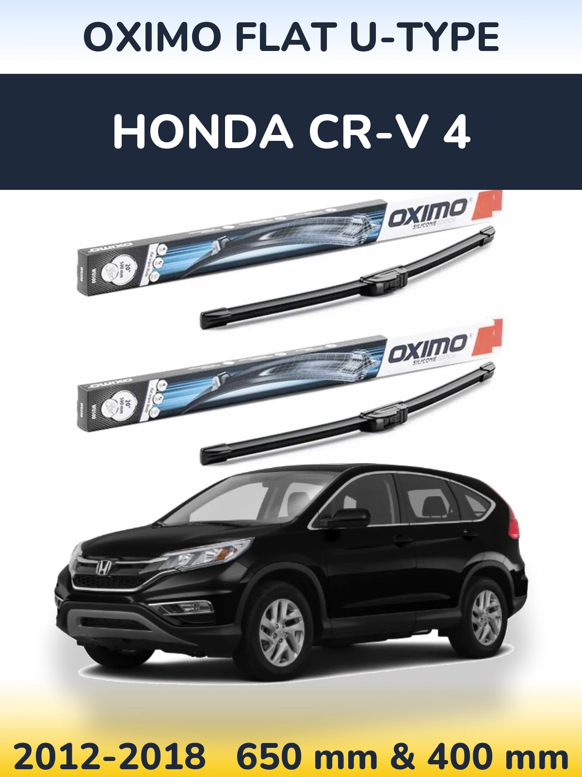 Комплект передних дворников Oximo Flat U-type 650 & 400 мм для Honda CR-V 4 2012-2018