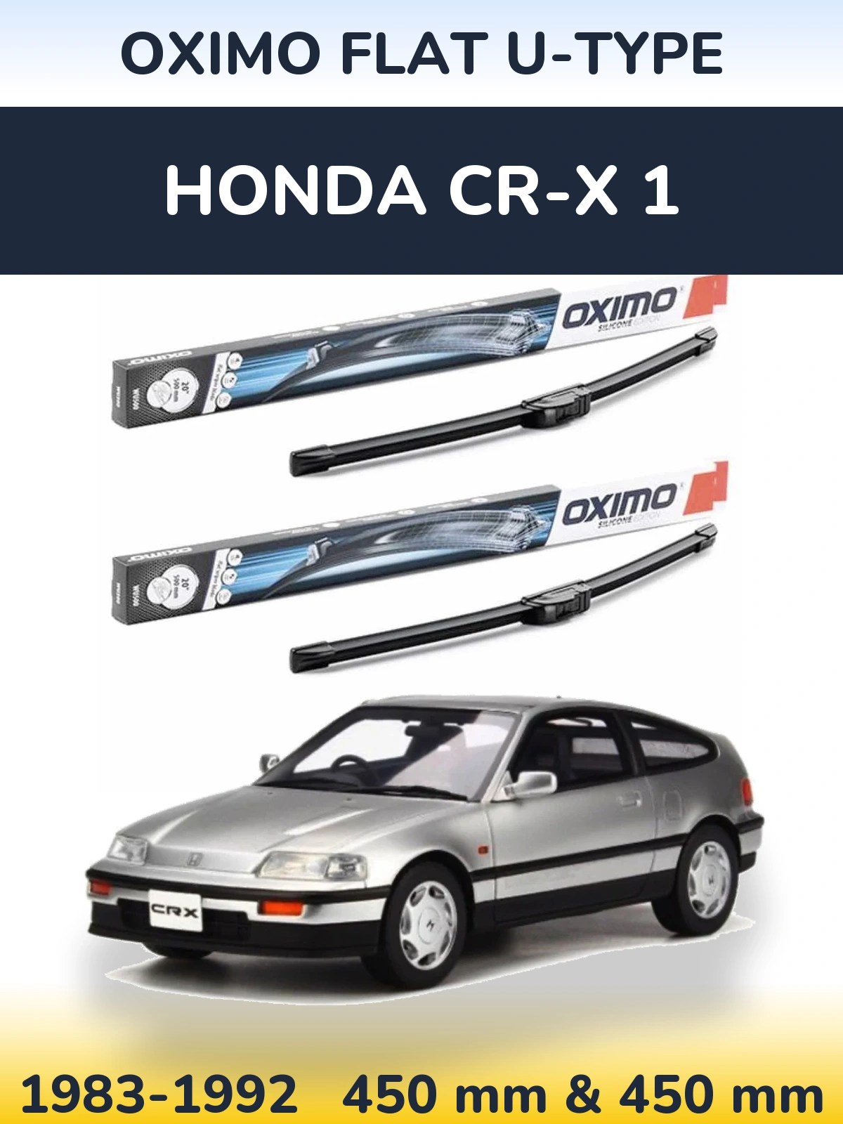 Комплект передних дворников Oximo Flat U-type 450 & 450 мм для Honda CR-X 1 1983-1992