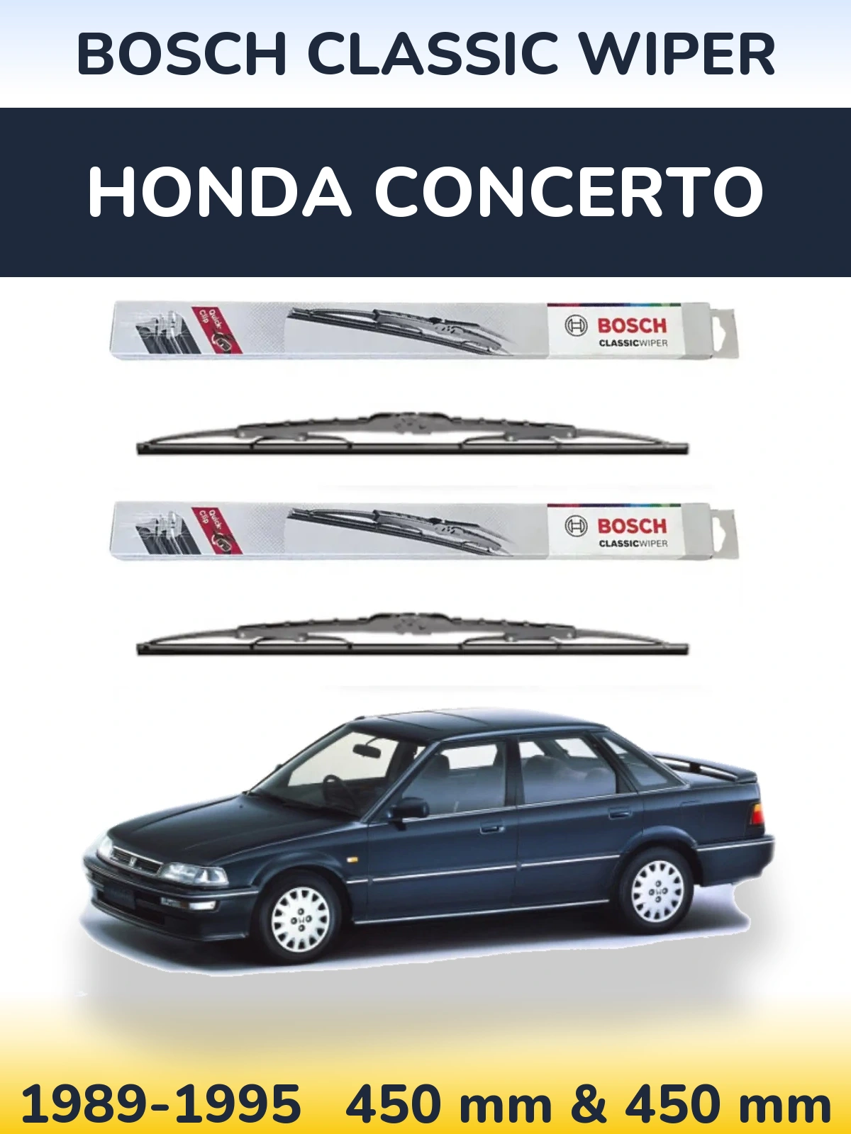 Komplet przednich wycieraczek BOSCH Classic Wiper 450 & 450 mm do Honda Concerto 1989-1995