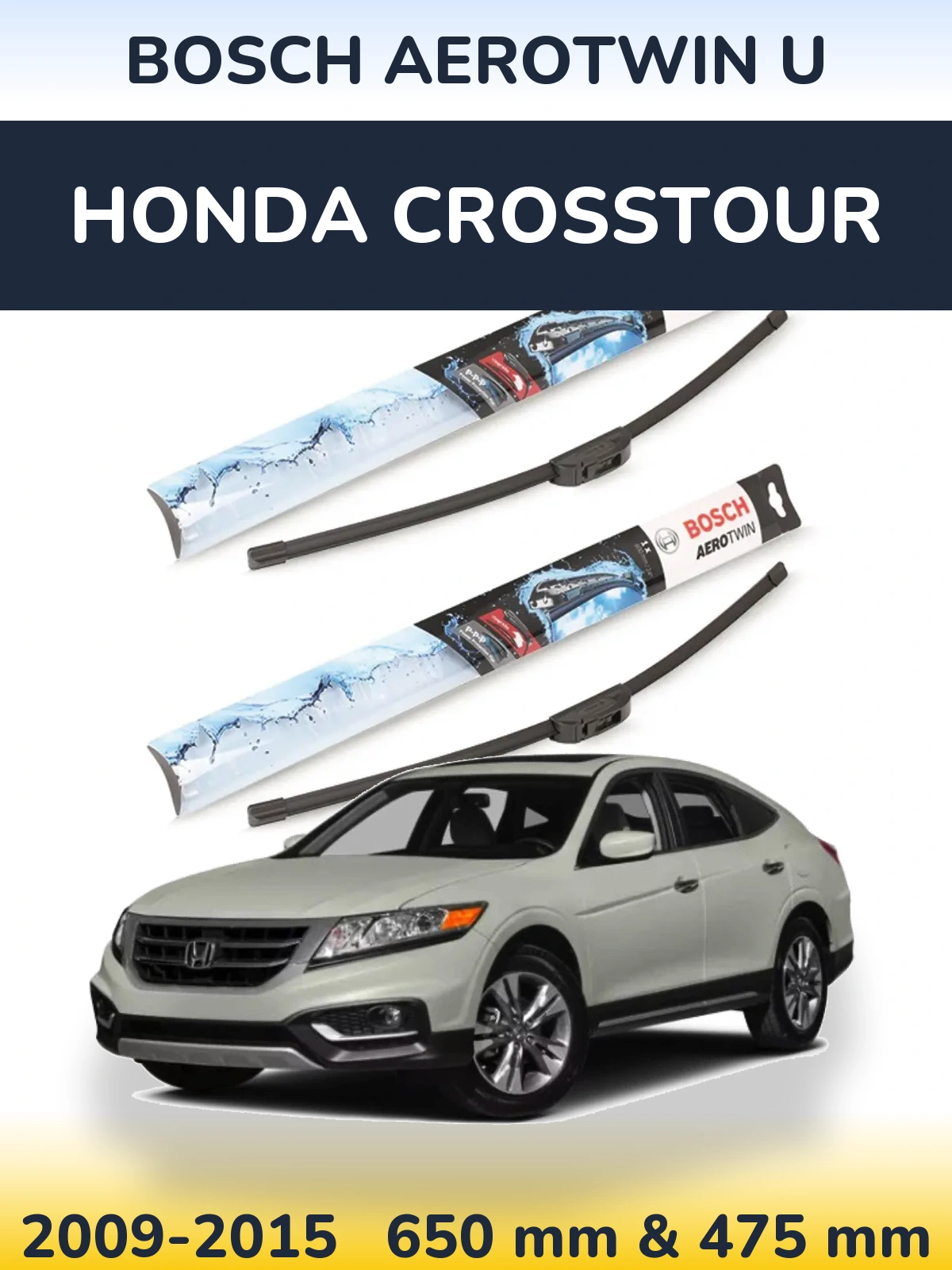 Komplet przednich wycieraczek BOSCH AeroTwin U 650 & 475 mm do Honda Crosstour 2009-2015