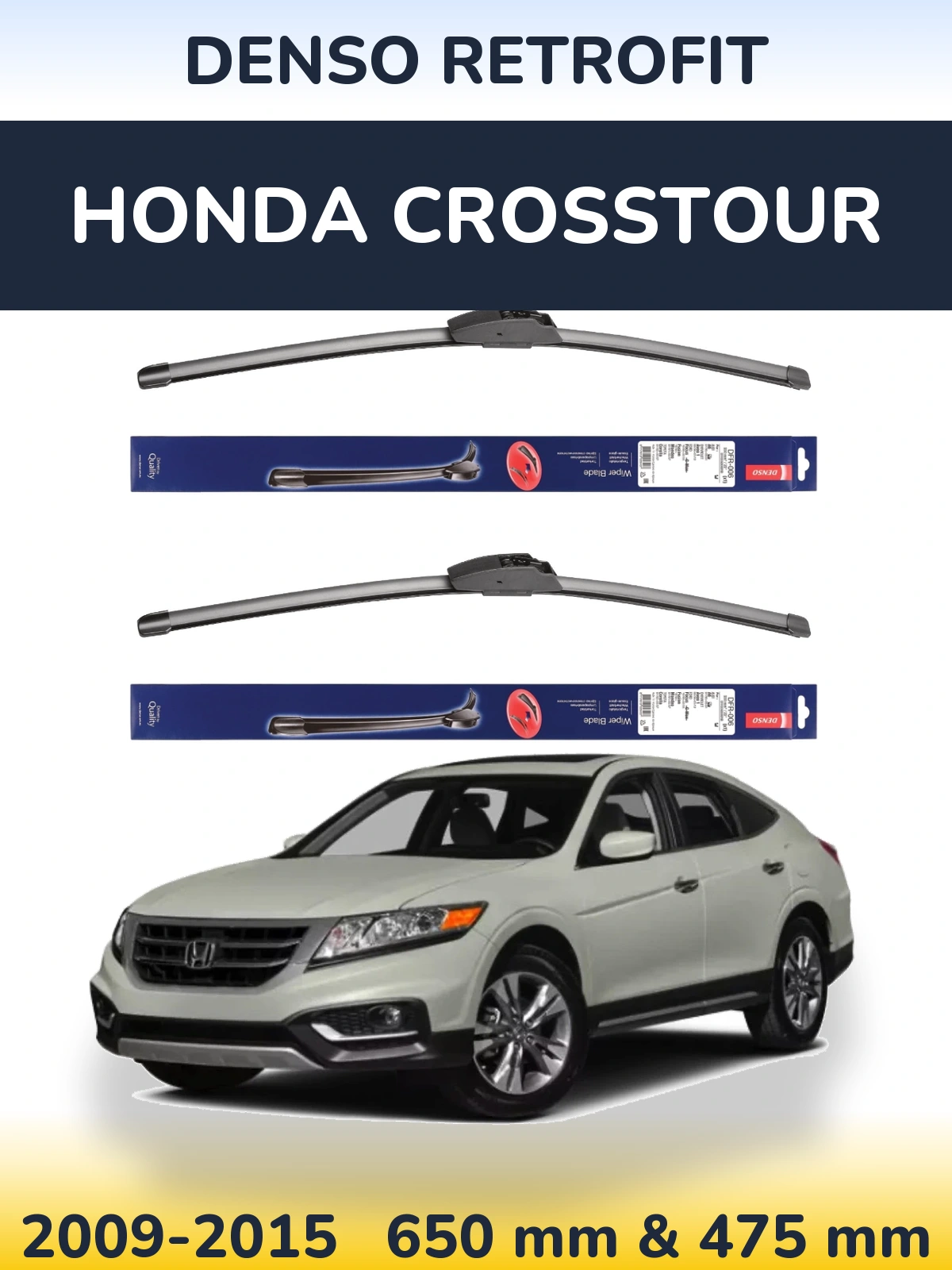Komplet przednich wycieraczek Denso Retrofit 650 & 475 mm do Honda Crosstour 2009-2015