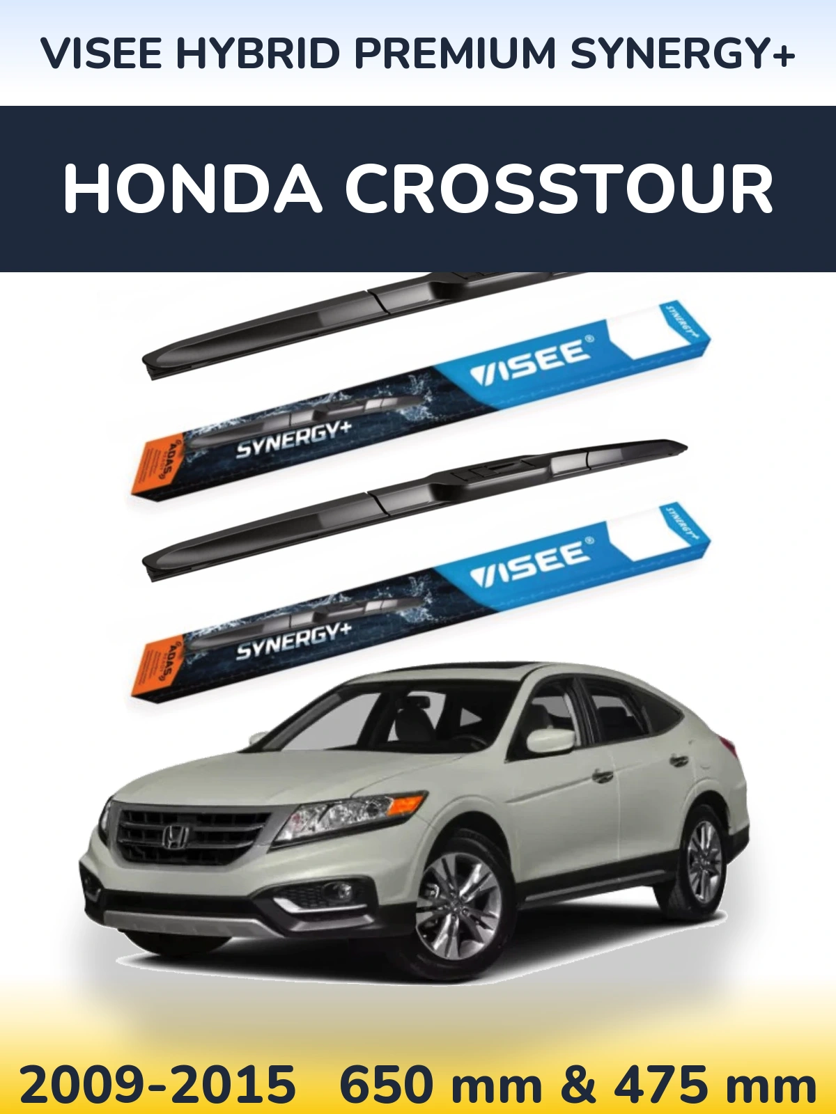 Komplet przednich wycieraczek VISEE HYBRID PREMIUM SYNERGY+ 650 & 475 mm do Honda Crosstour 2009-2015