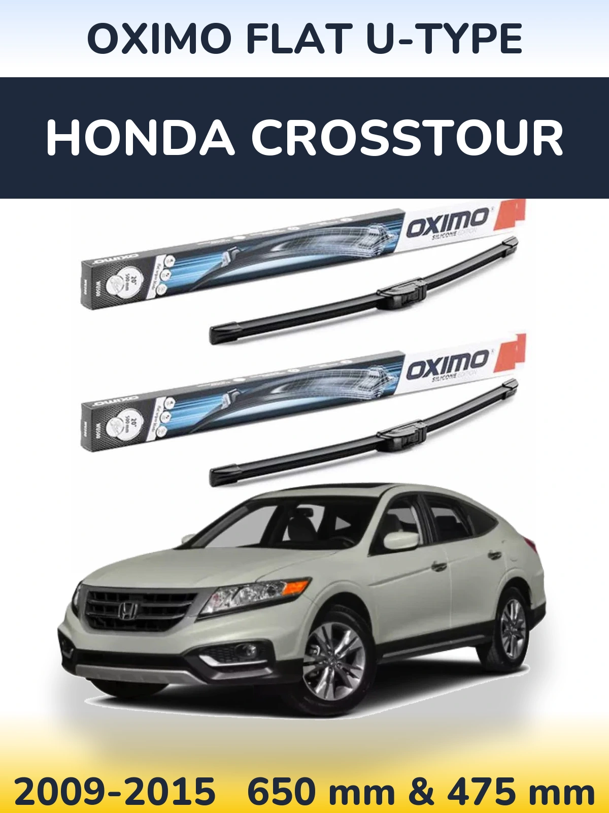 Komplet przednich wycieraczek Oximo Flat U-type 650 & 475 mm do Honda Crosstour 2009-2015