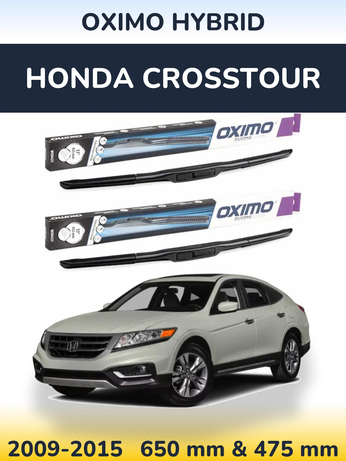 Komplet przednich wycieraczek Oximo Hybrid 650 & 475 mm do Honda Crosstour 2009-2015