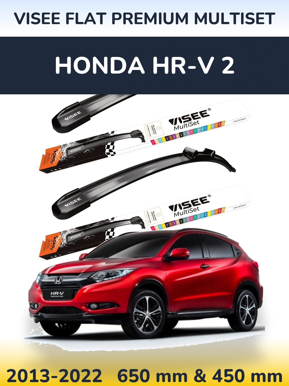 Komplet przednich wycieraczek VISEE FLAT PREMIUM MultiSet 650 & 450 mm do Honda HR-V 2 2013-2022