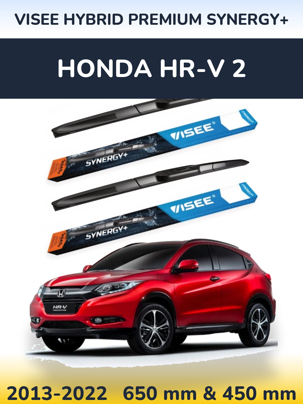 Komplet przednich wycieraczek VISEE HYBRID PREMIUM SYNERGY+ 650 & 450 mm do Honda HR-V 2 2013-2022