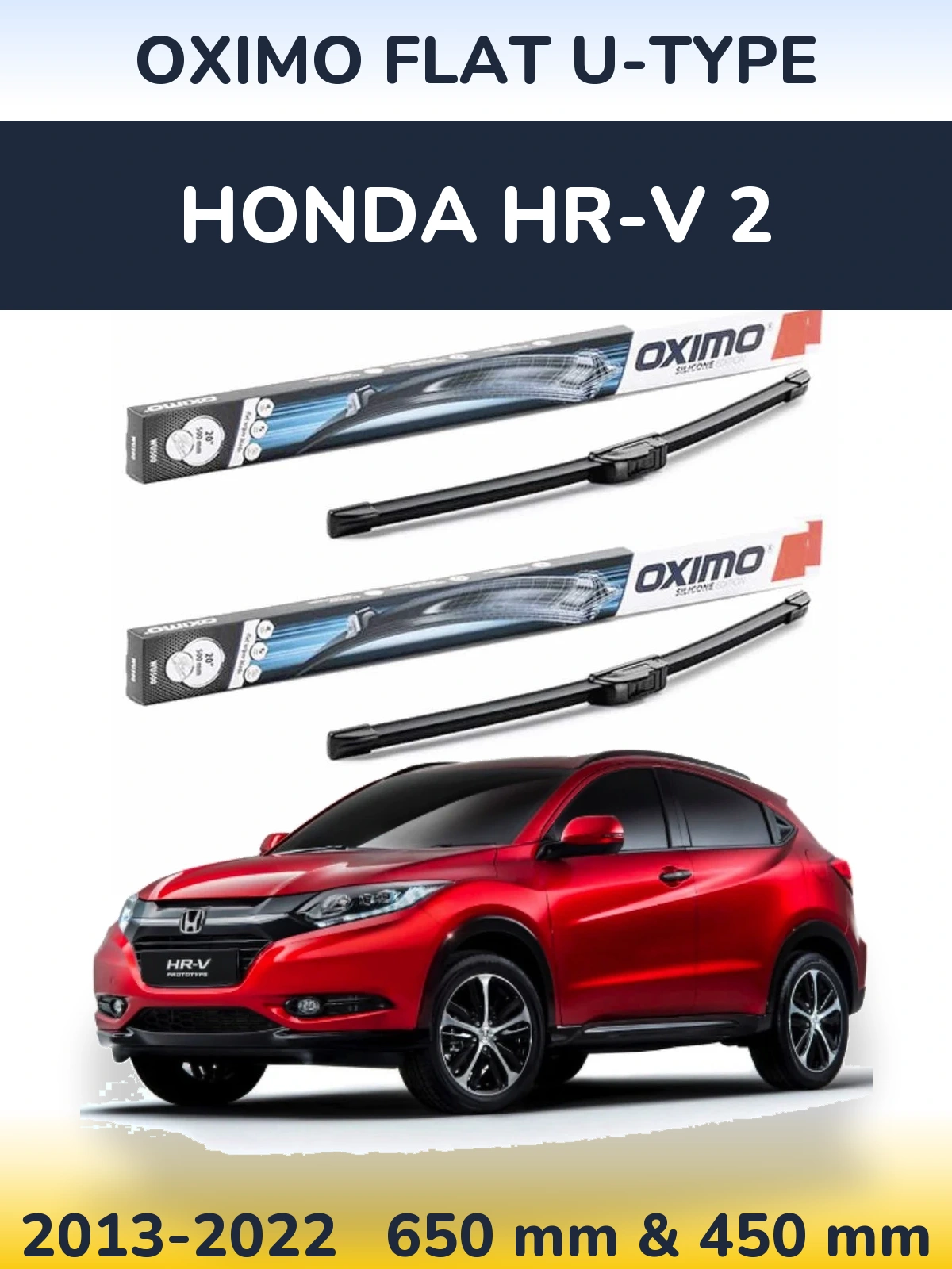 Komplet przednich wycieraczek Oximo Flat U-type 650 & 450 mm do Honda HR-V 2 2013-2022