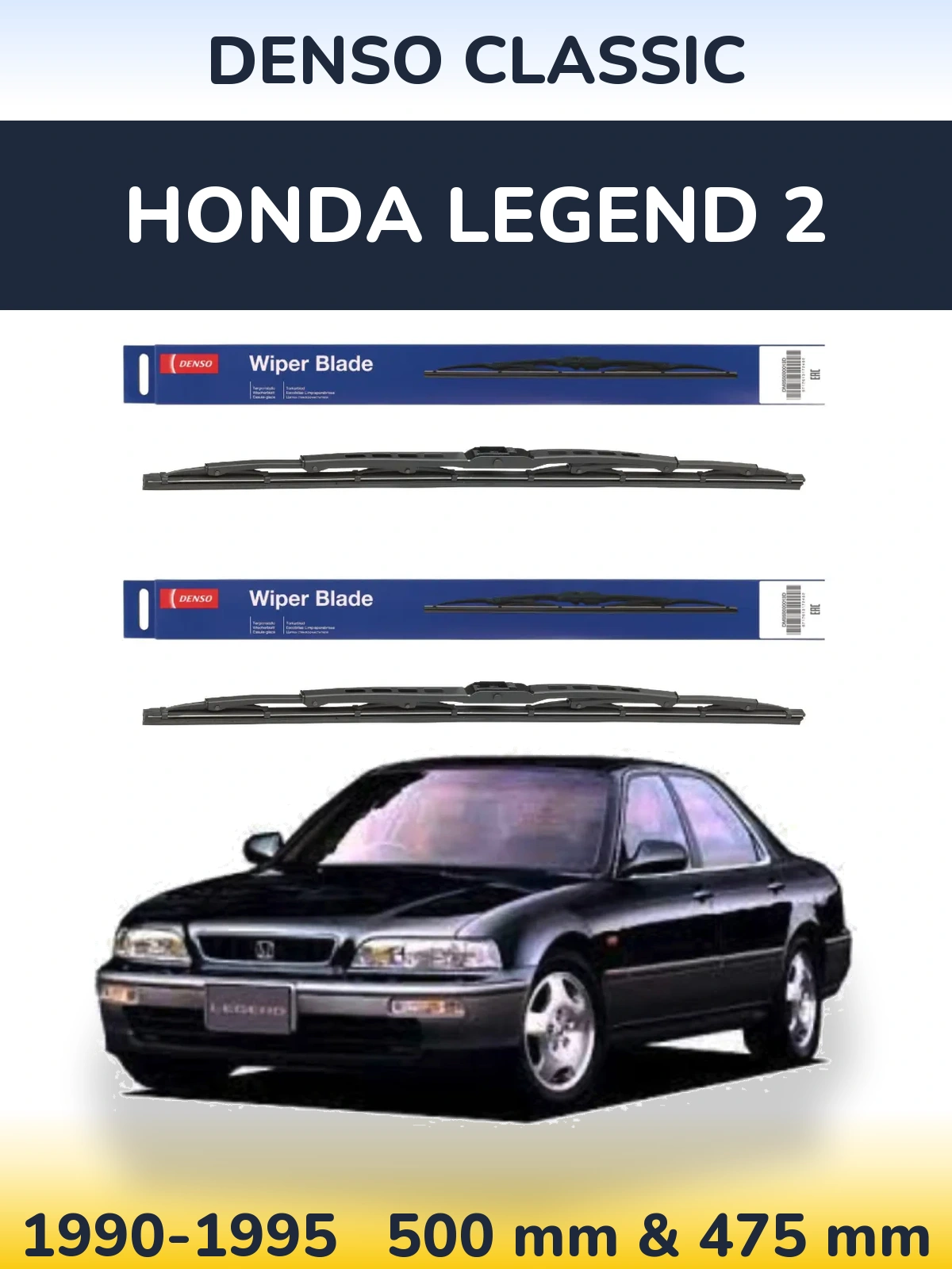 Komplet przednich wycieraczek Denso Classic 500 & 475 mm do Honda Legend 2 1990-1995