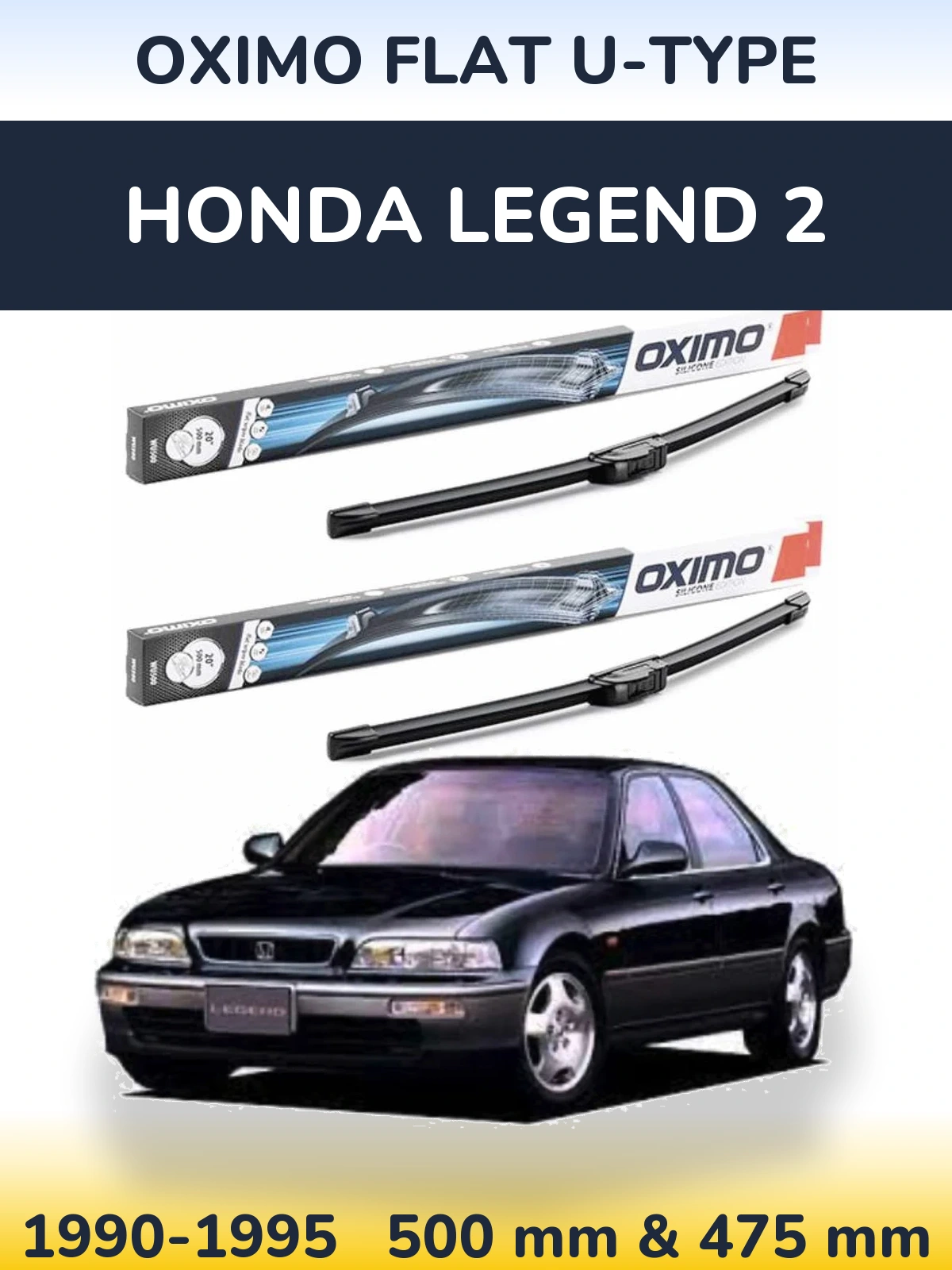 Комплект передних дворников Oximo Flat U-type 500 & 475 мм для Honda Legend 2 1990-1995