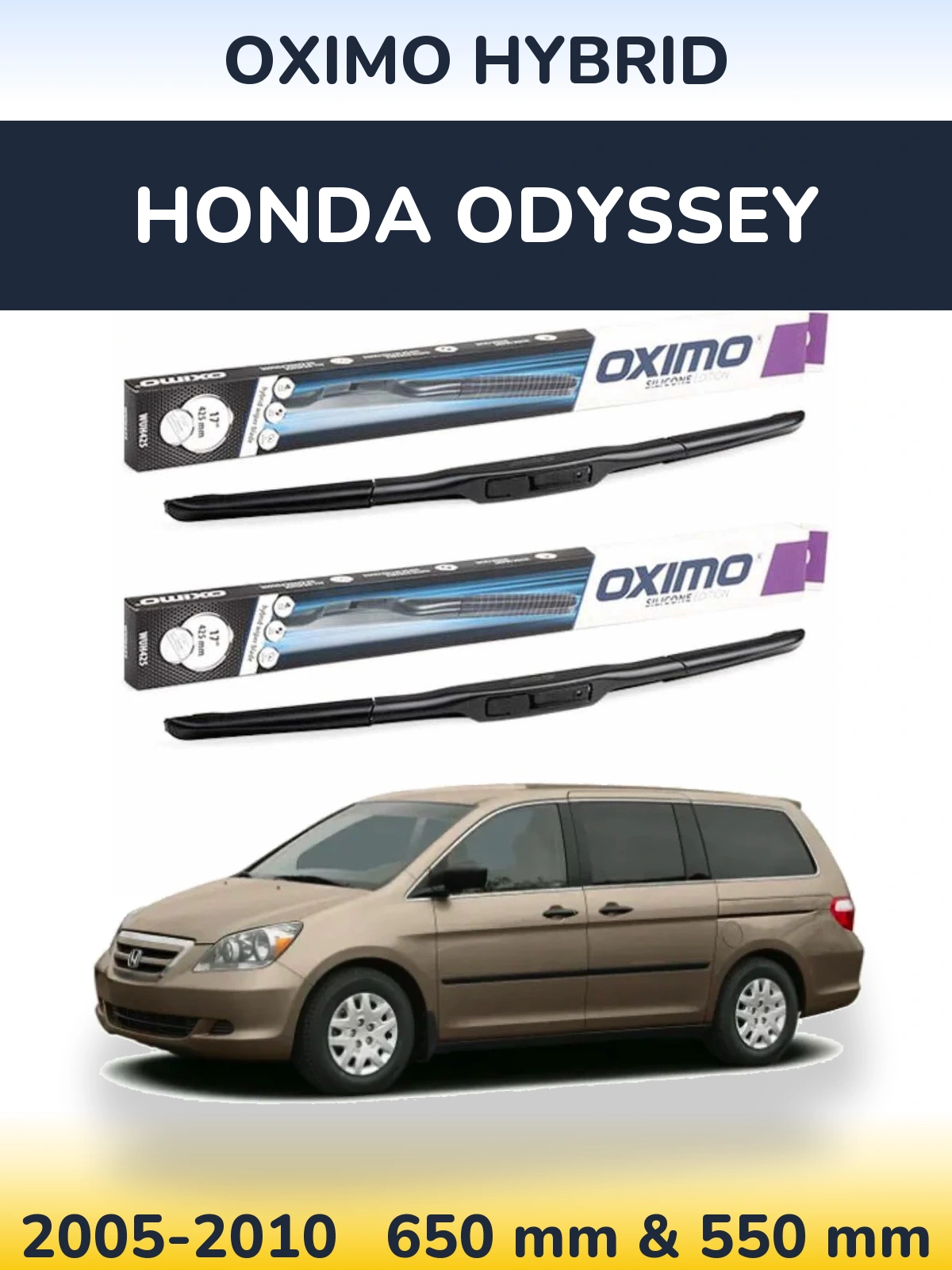 Комплект передних дворников Oximo Hybrid 650 & 550 мм для Honda Odyssey 2005-2010