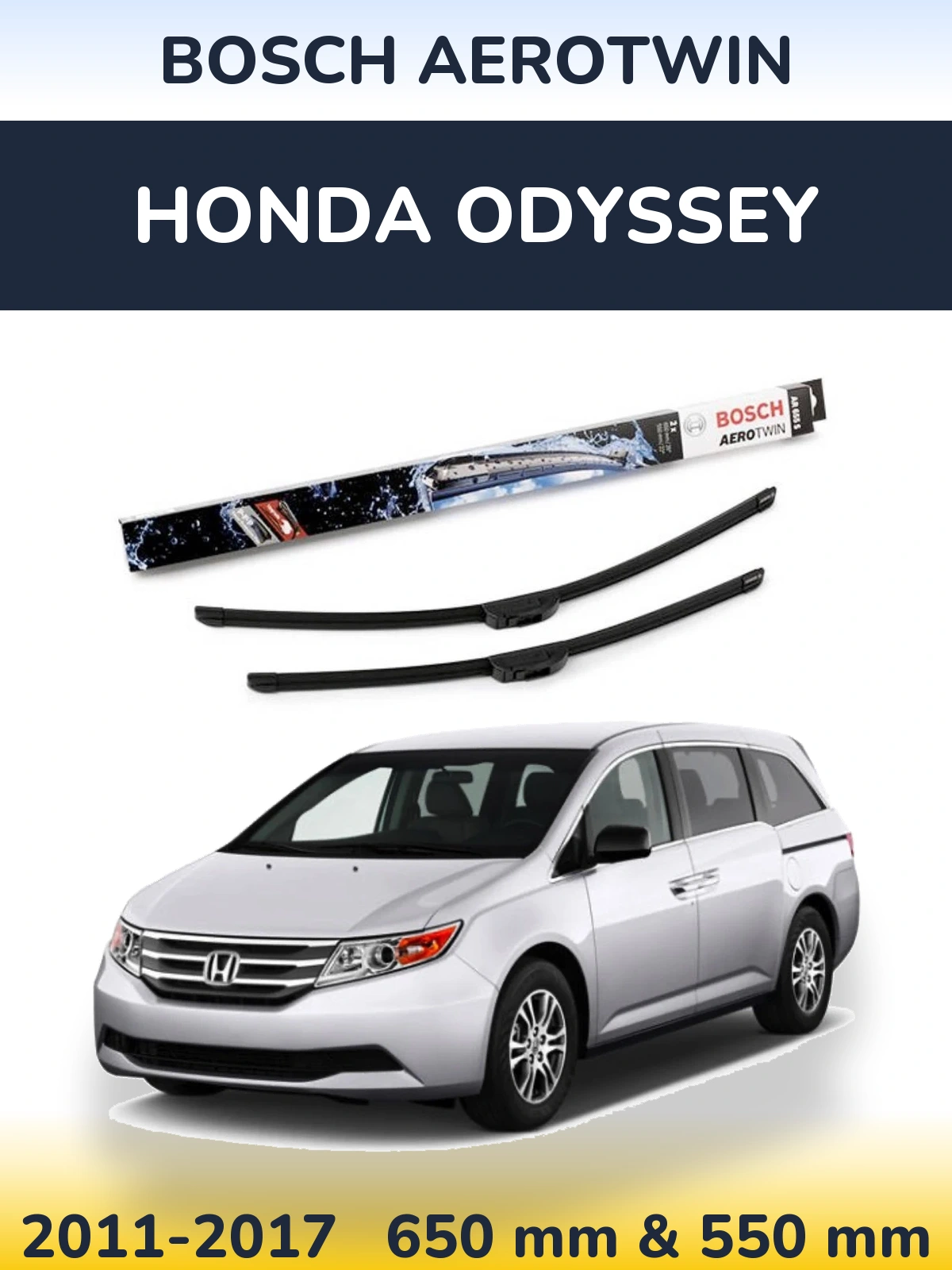 Комплект передних дворников BOSCH AeroTwin 650 & 550 мм для Honda Odyssey 2011-2017