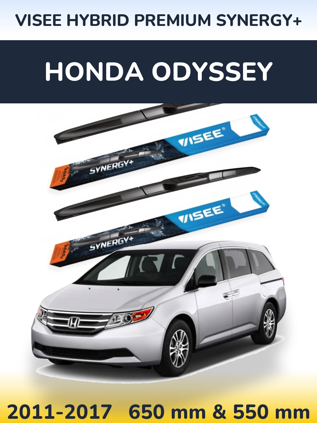 Комплект передних дворников VISEE HYBRID PREMIUM SYNERGY+ 650 & 550 мм для Honda Odyssey 2011-2017