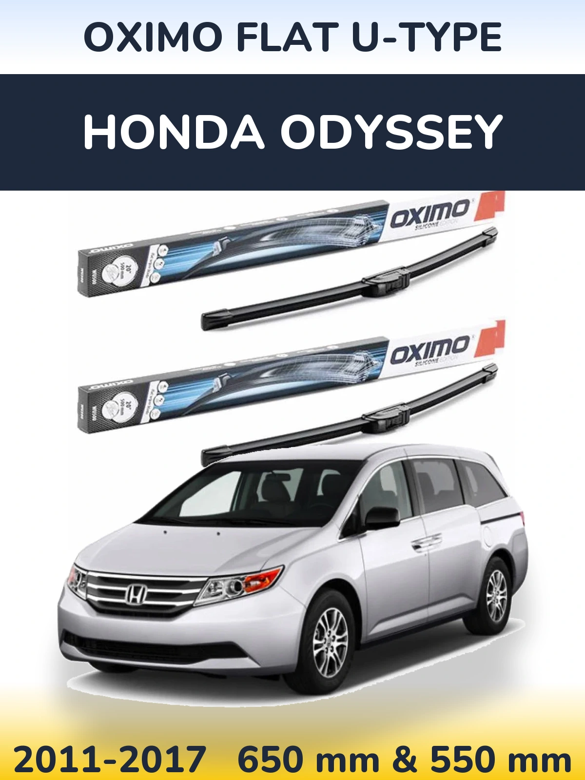 Комплект передних дворников Oximo Flat U-type 650 & 550 мм для Honda Odyssey 2011-2017