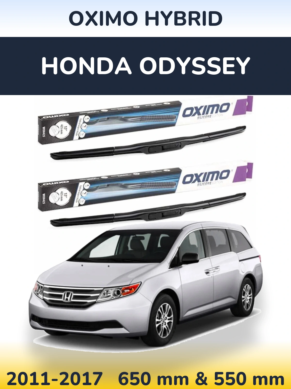 Комплект передних дворников Oximo Hybrid 650 & 550 мм для Honda Odyssey 2011-2017