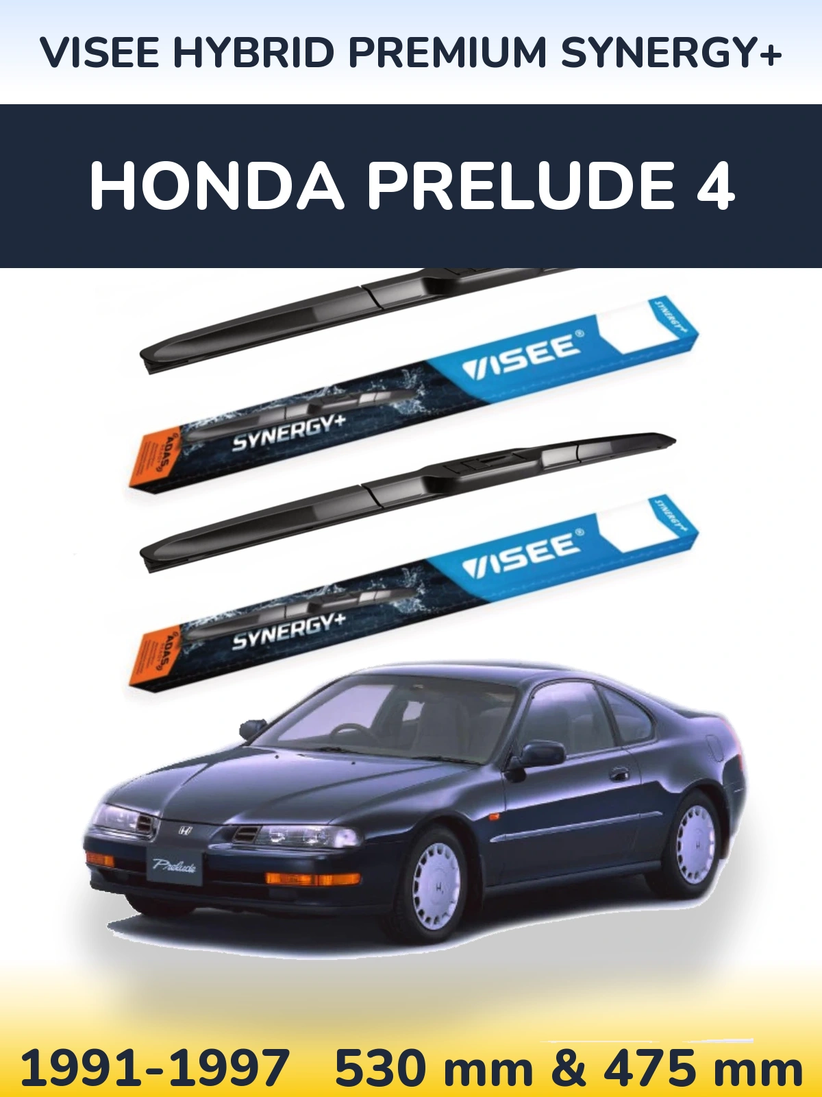 Комплект передних дворников VISEE HYBRID PREMIUM SYNERGY+ 530 & 475 мм для Honda Prelude 4 1991-1997