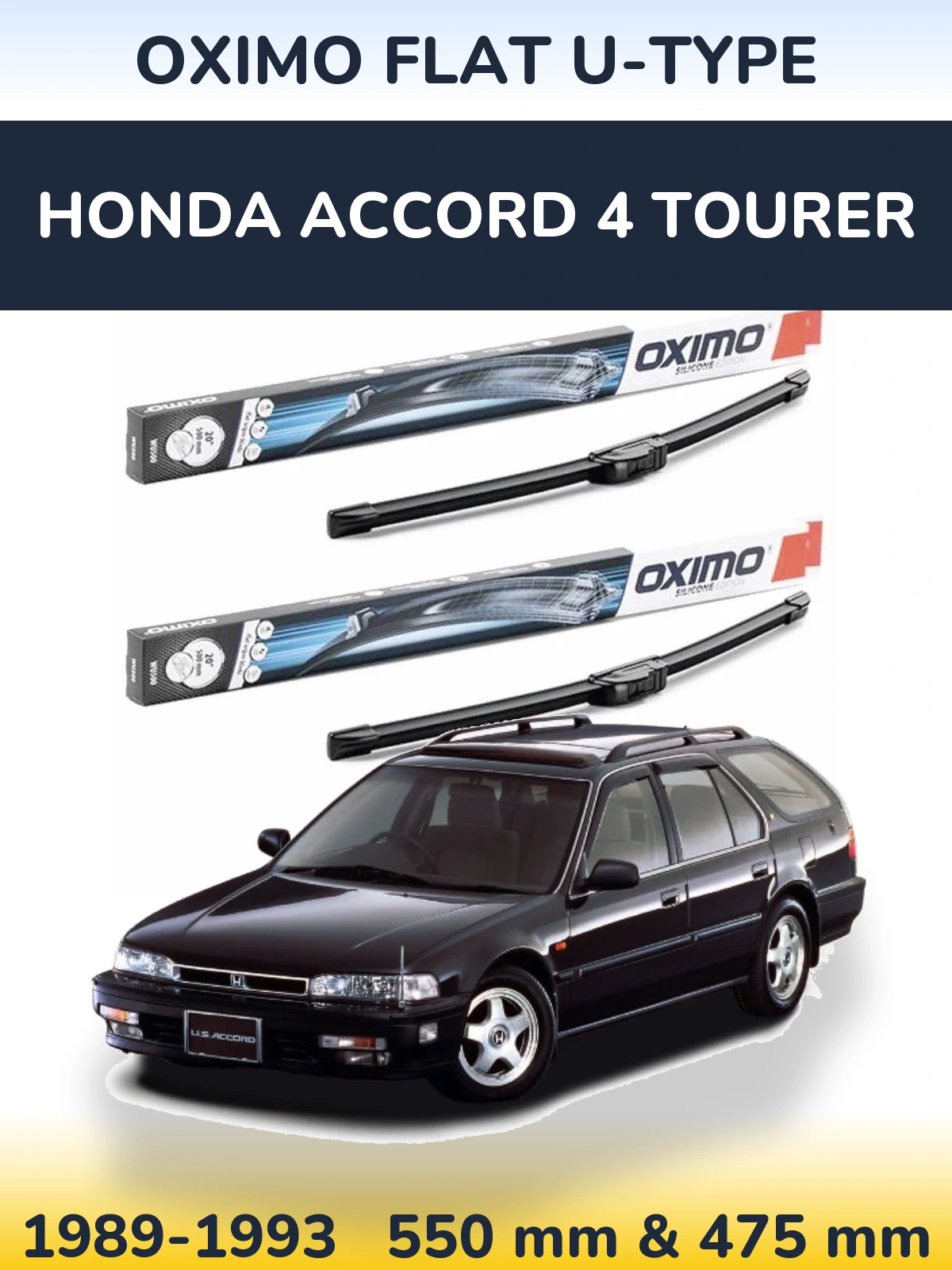 Komplet przednich wycieraczek Oximo Flat U-type 550 & 475 mm do Honda Accord 4 Tourer 1989-1993