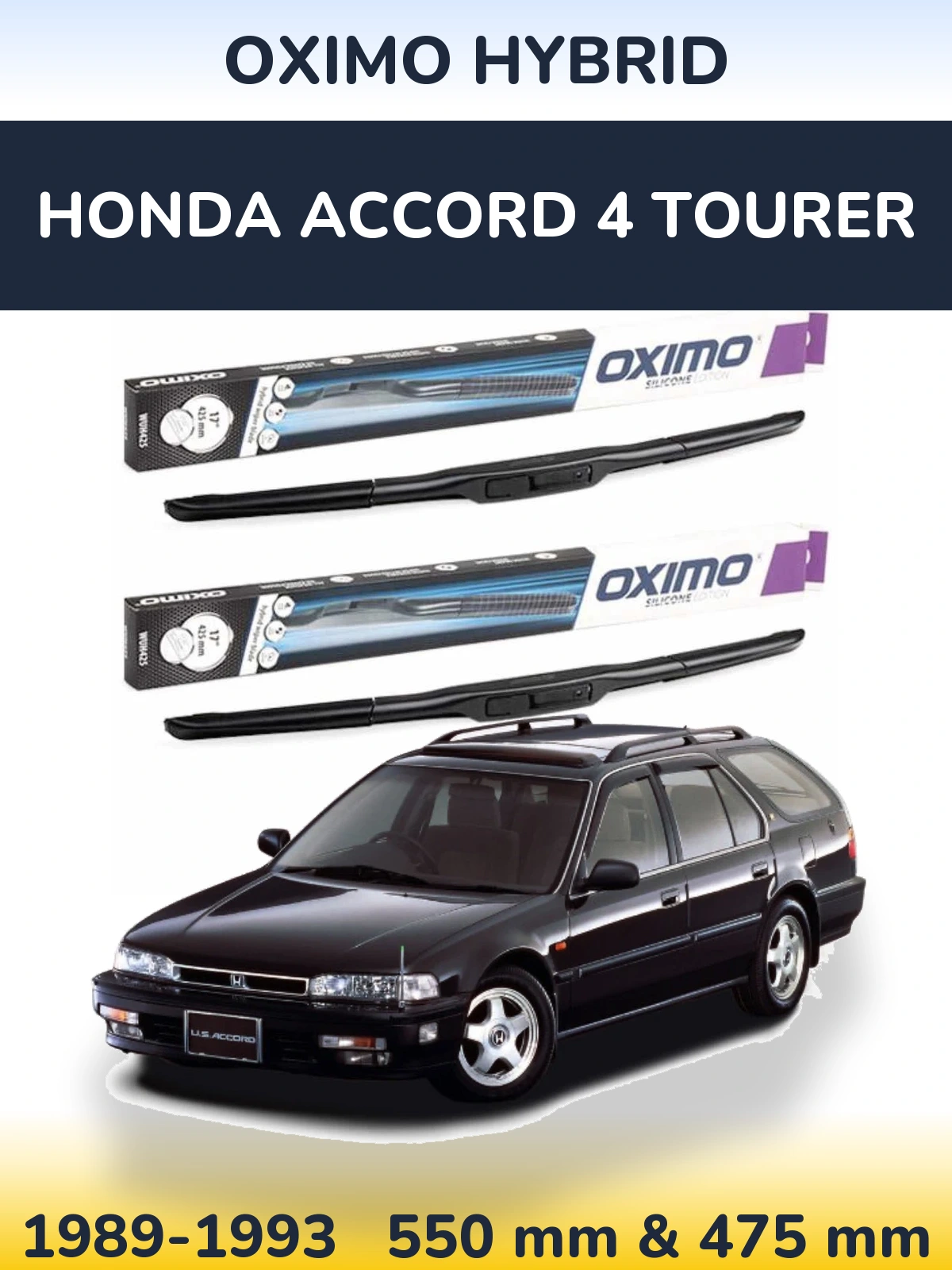 Komplet przednich wycieraczek Oximo Hybrid 550 & 475 mm do Honda Accord 4 Tourer 1989-1993