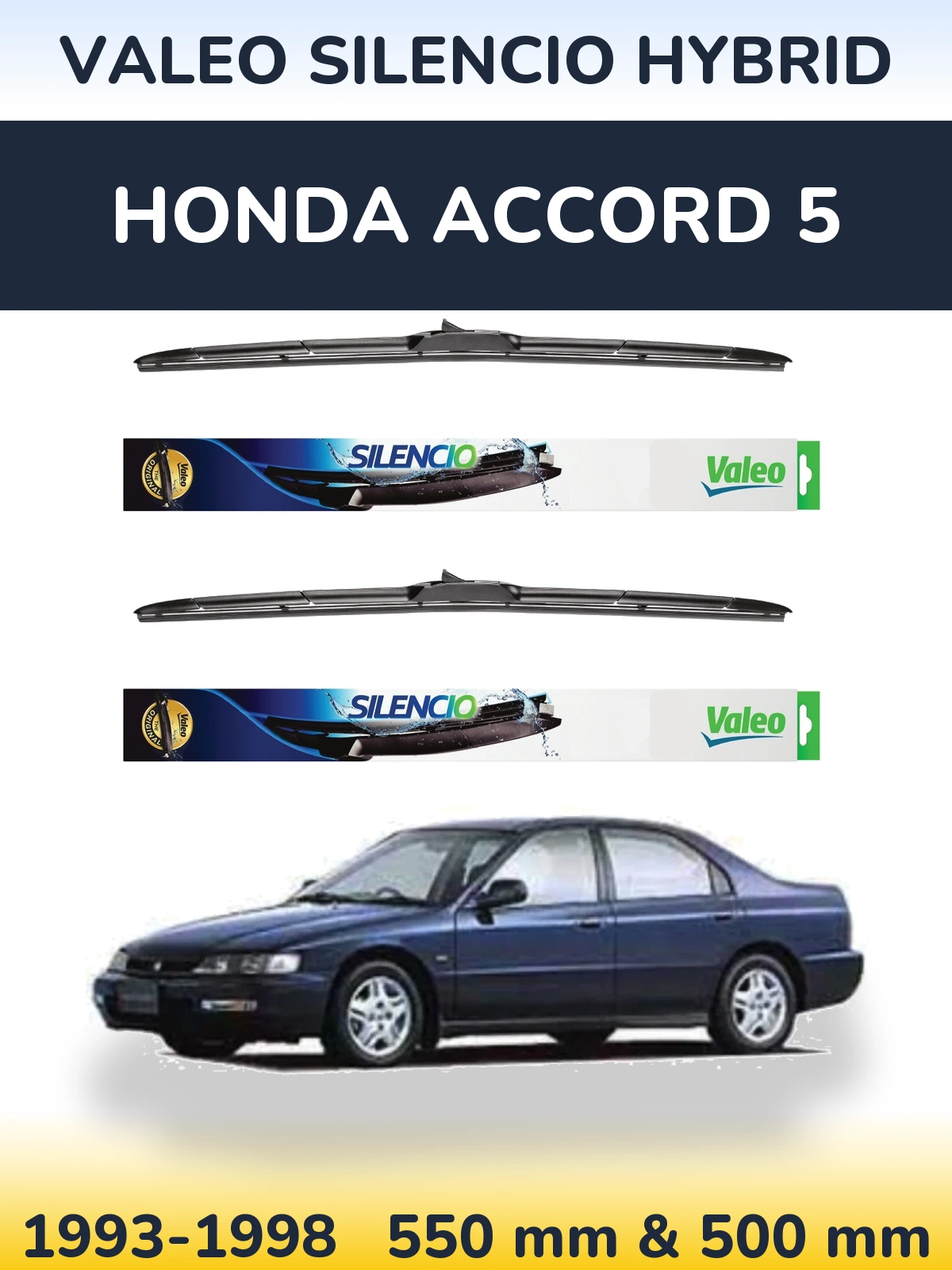 Комплект передних дворников Valeo Silencio Hybrid 550 & 500 мм для Honda Accord 5 1993-1998
