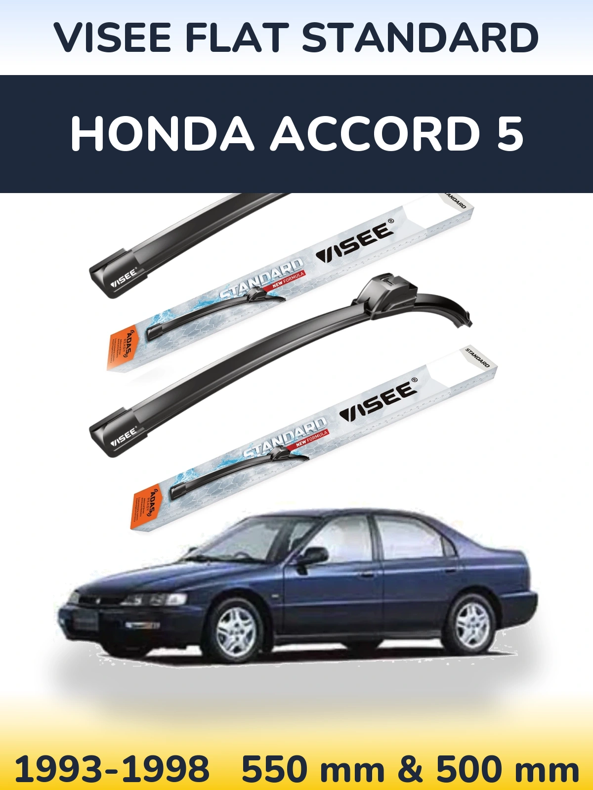 Комплект передних дворников VISEE FLAT STANDARD 550 & 500 мм для Honda Accord 5 1993-1998